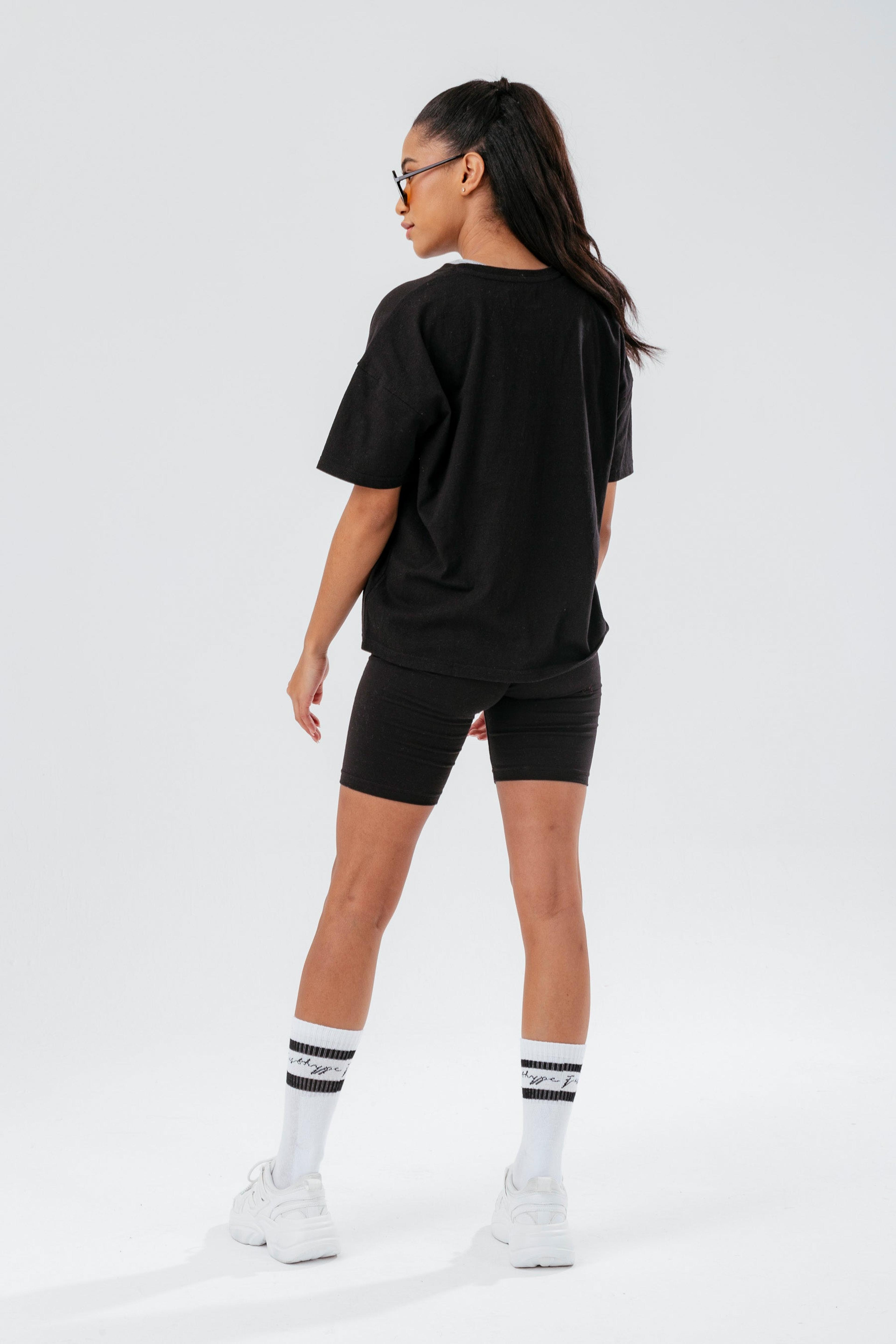 Alternate View 7 of HYPE WOMENS BLACK SCRIBBLE BOXY TEE & CYCLING SHORTS SET