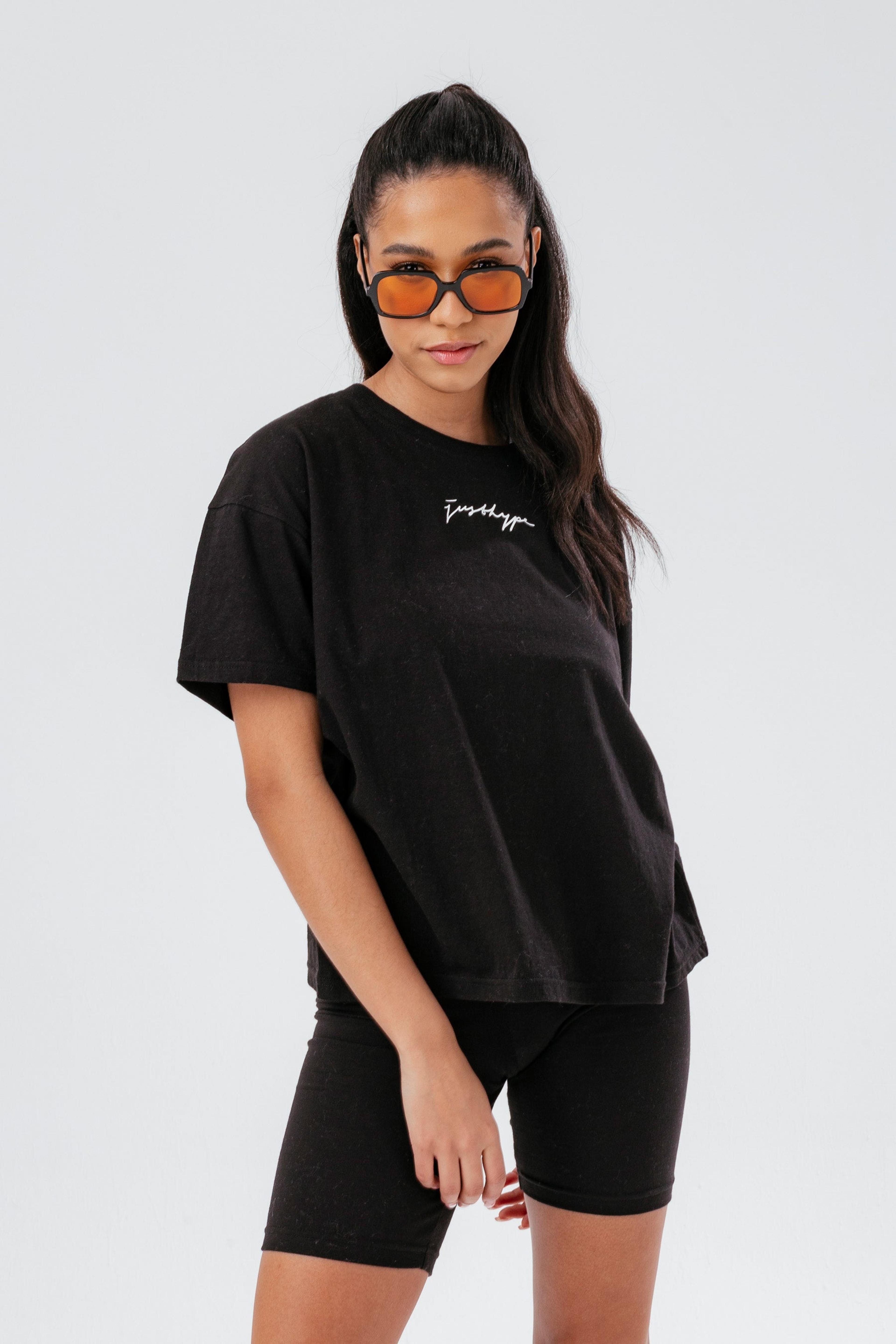 Alternate View 5 of HYPE WOMENS BLACK SCRIBBLE BOXY TEE & CYCLING SHORTS SET