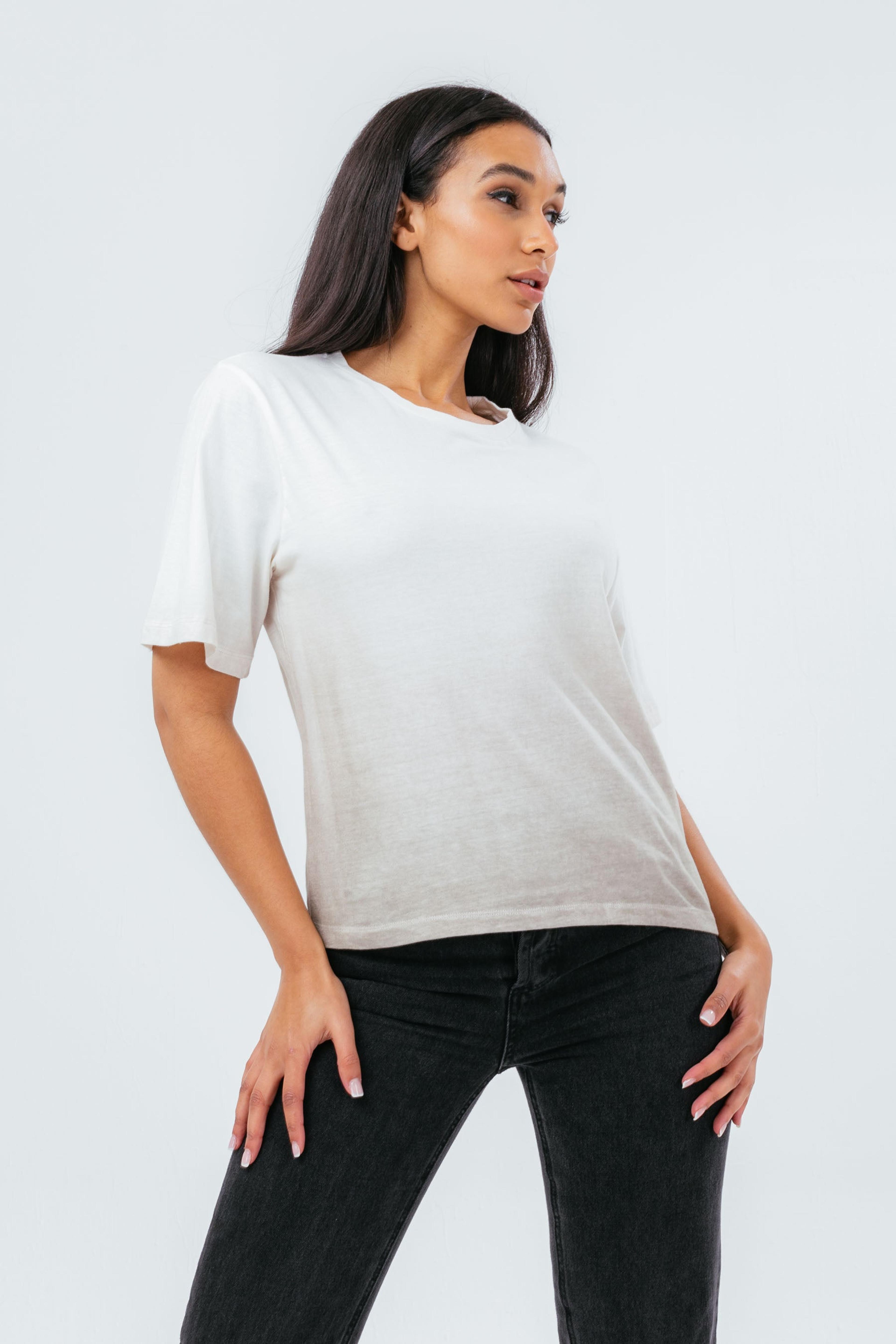 HYPE WHITE OLIVE FADE WOMEN'S T-SHIRT