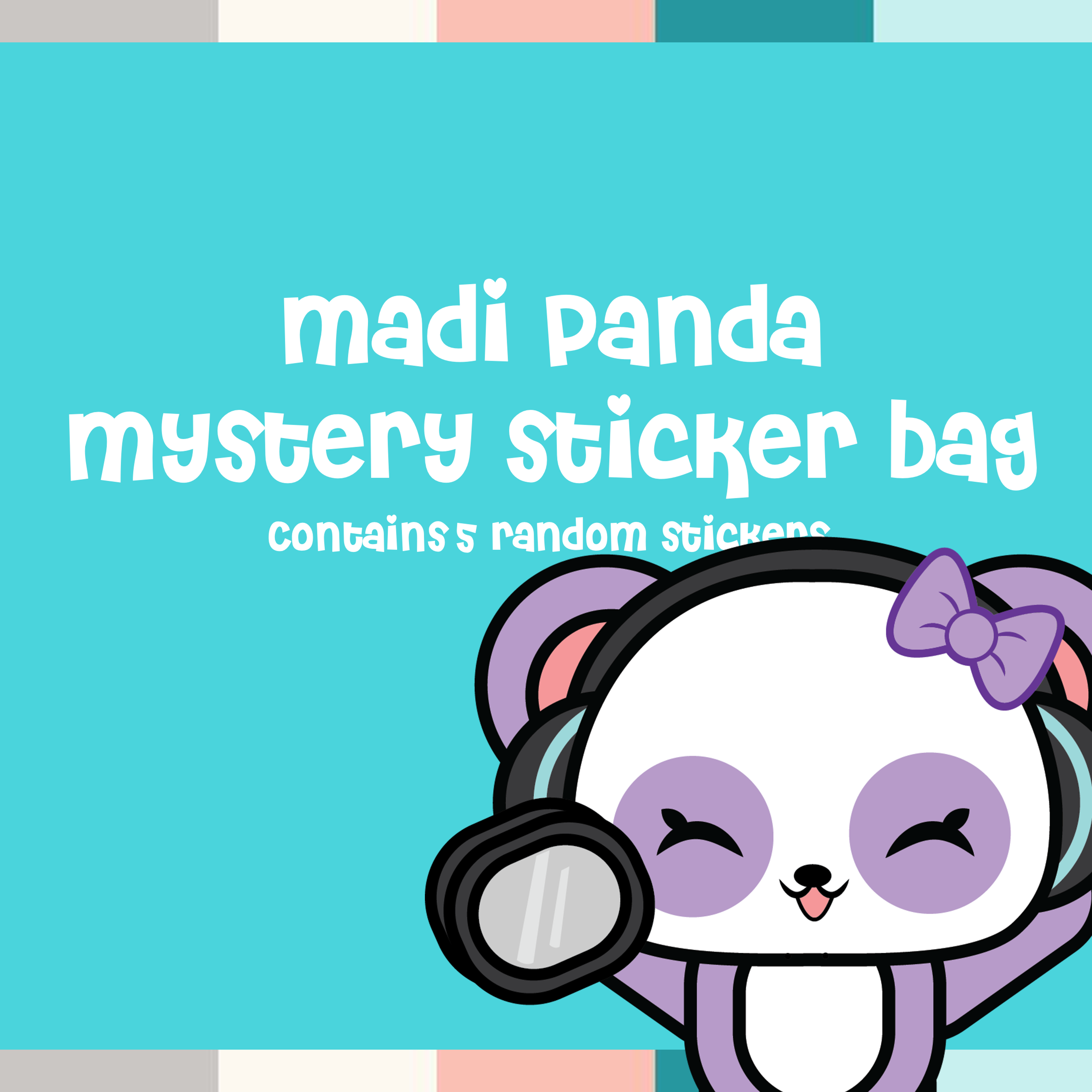 Madi Panda Vinyl Sticker Mystery Pack -- 5 Randomly Selected, Po
