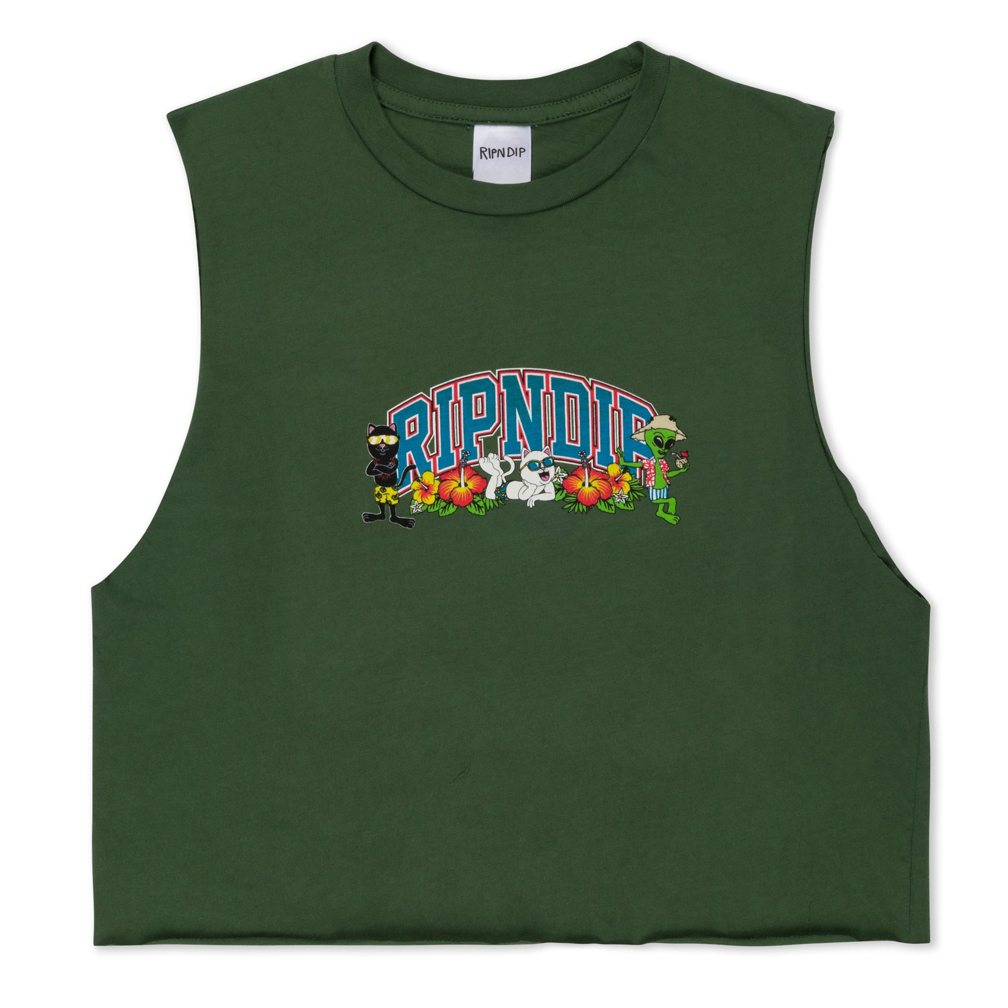 Summer Friends Cropped Tank (Olive)