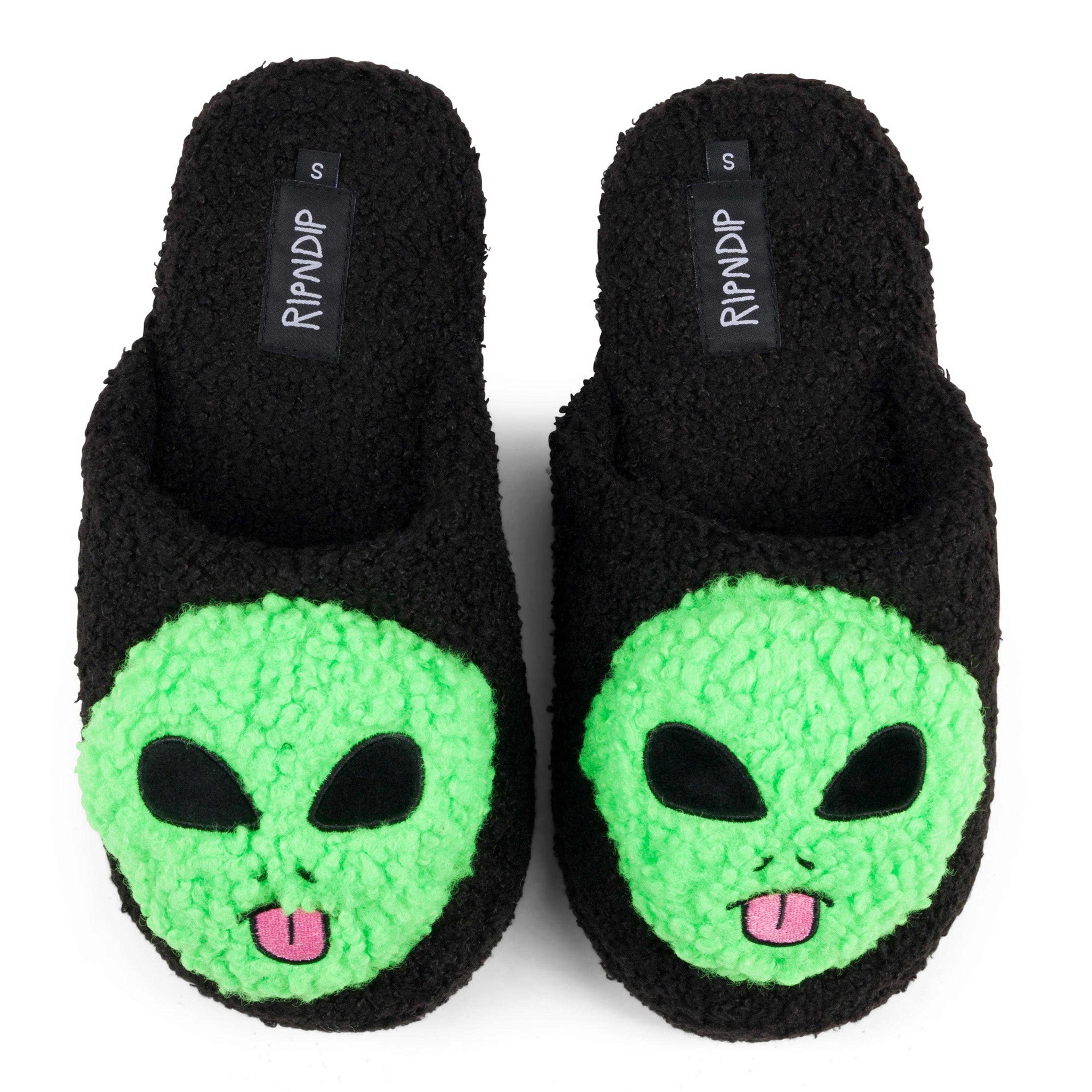 Alternate View 2 of Lord Alien Plush Face House Slippers (Black)