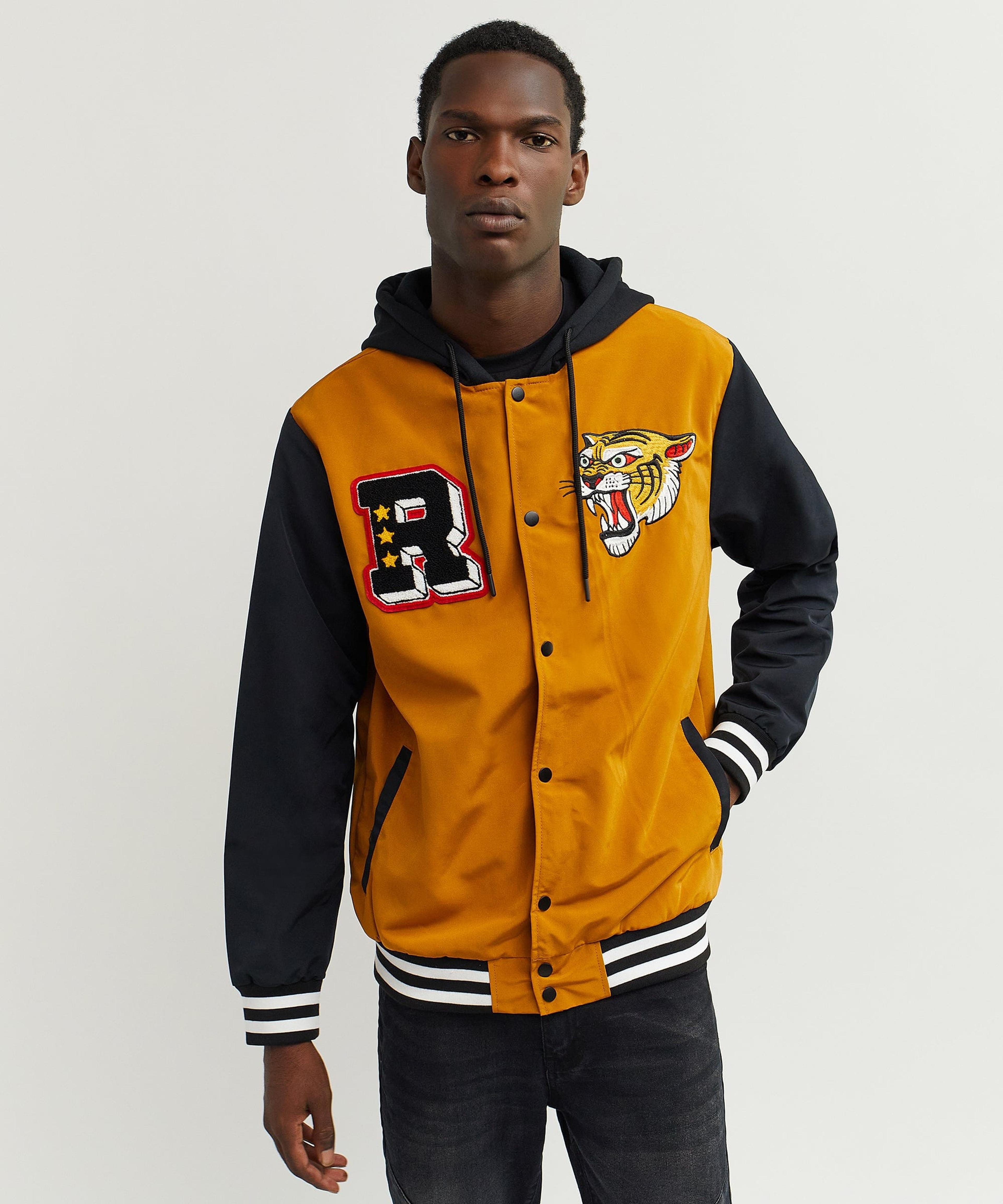 Tigers Varsity Hooded Jacket With Chenille And Embroidered Patch
