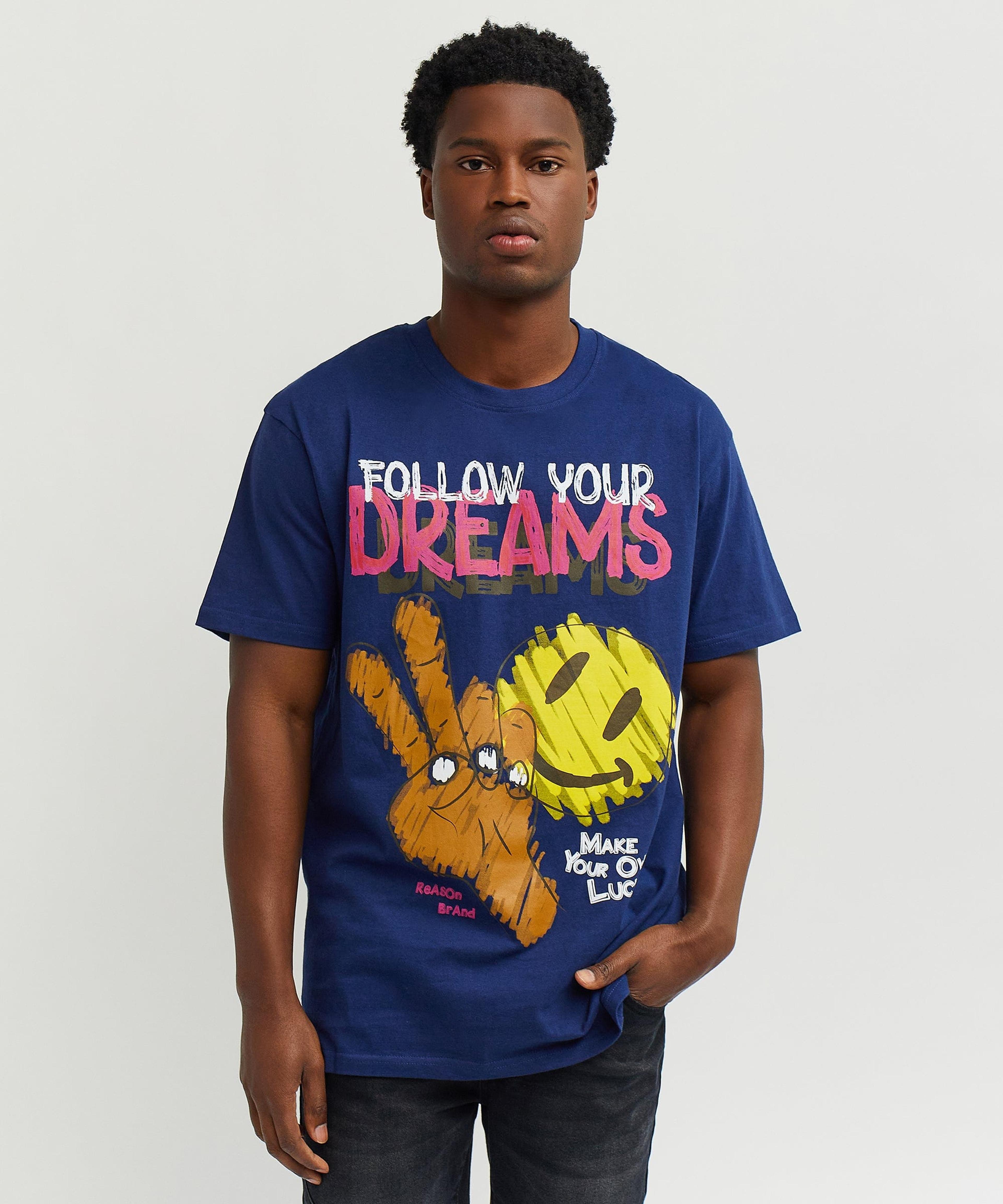 Alternate View 1 of Follow Your Dreams Short Sleeve Tee - Navy