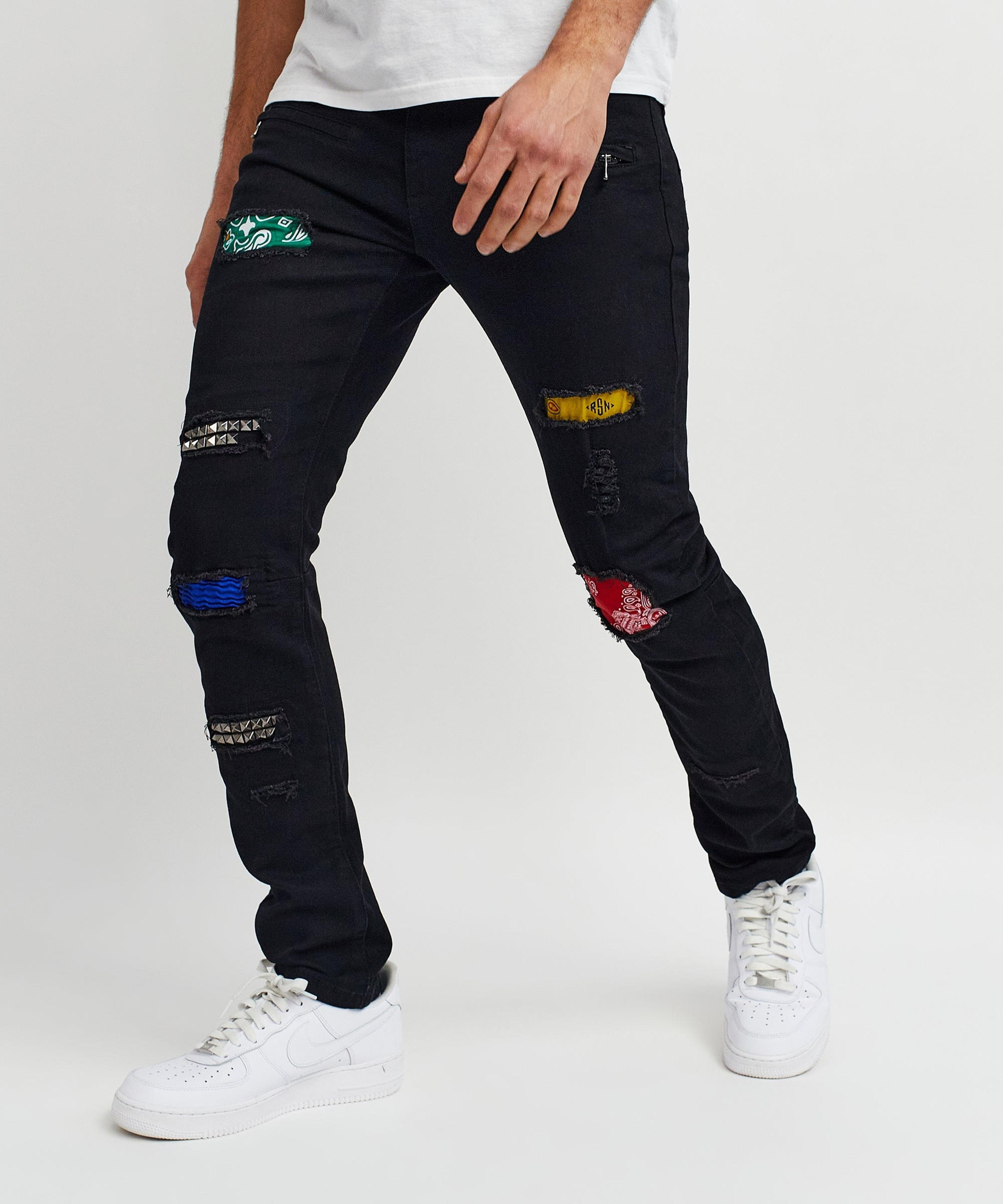 Pike Bandana Color Back Black Denim Jeans