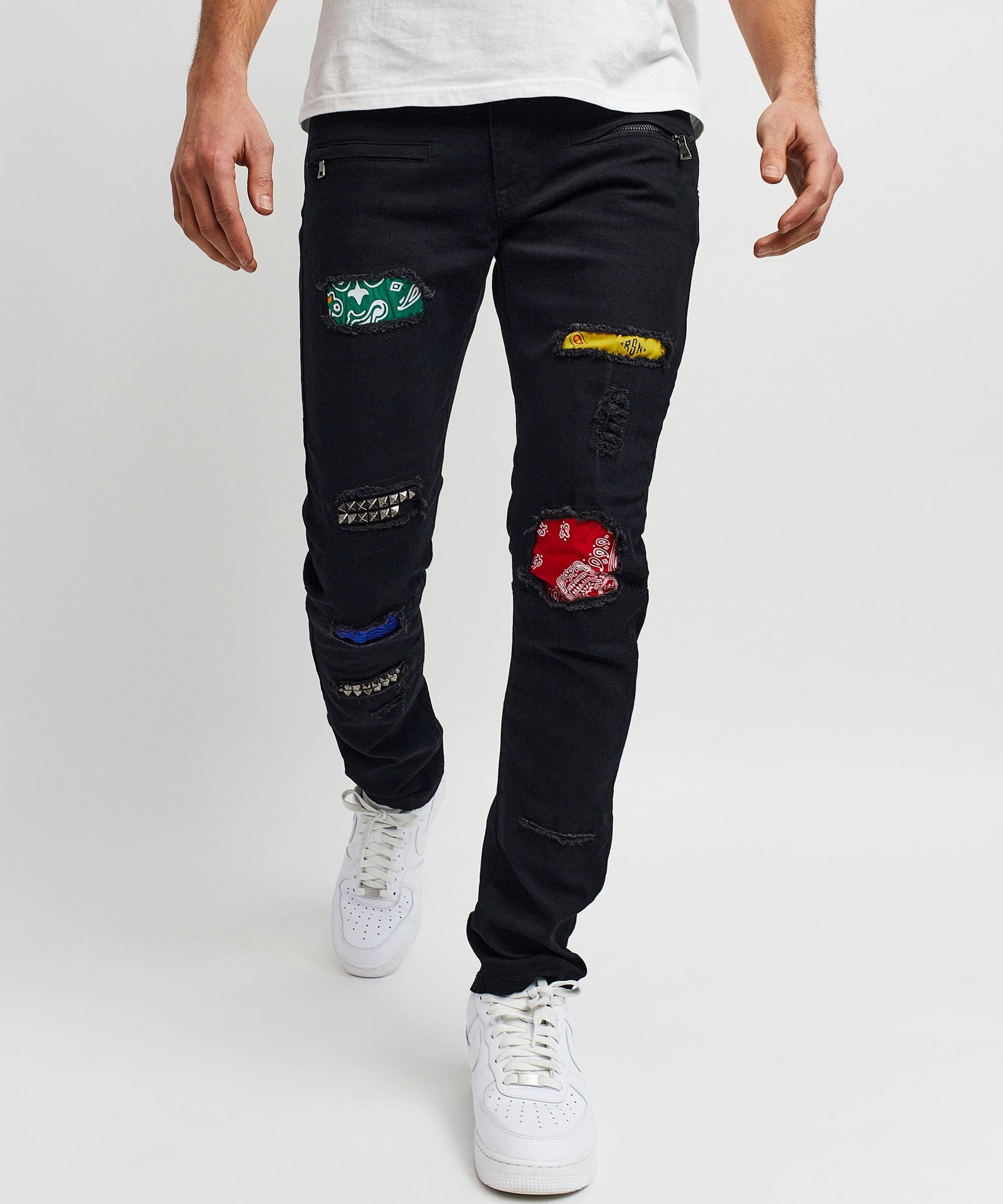 Alternate View 1 of Pike Bandana Color Back Black Denim Jeans