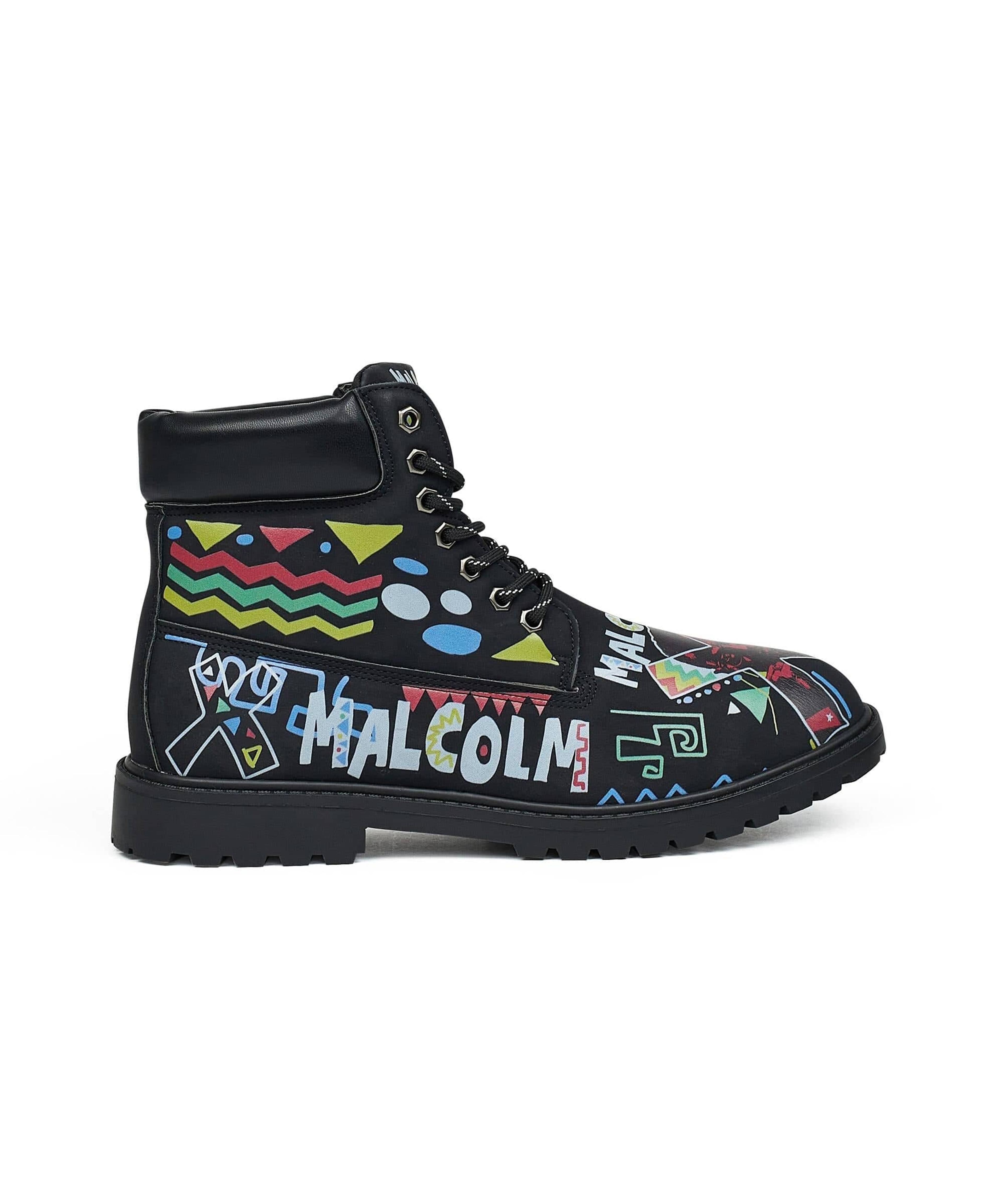 Alternate View 1 of Malcolm X Reason Collab Faux Suede Graphic Print Boots - Black