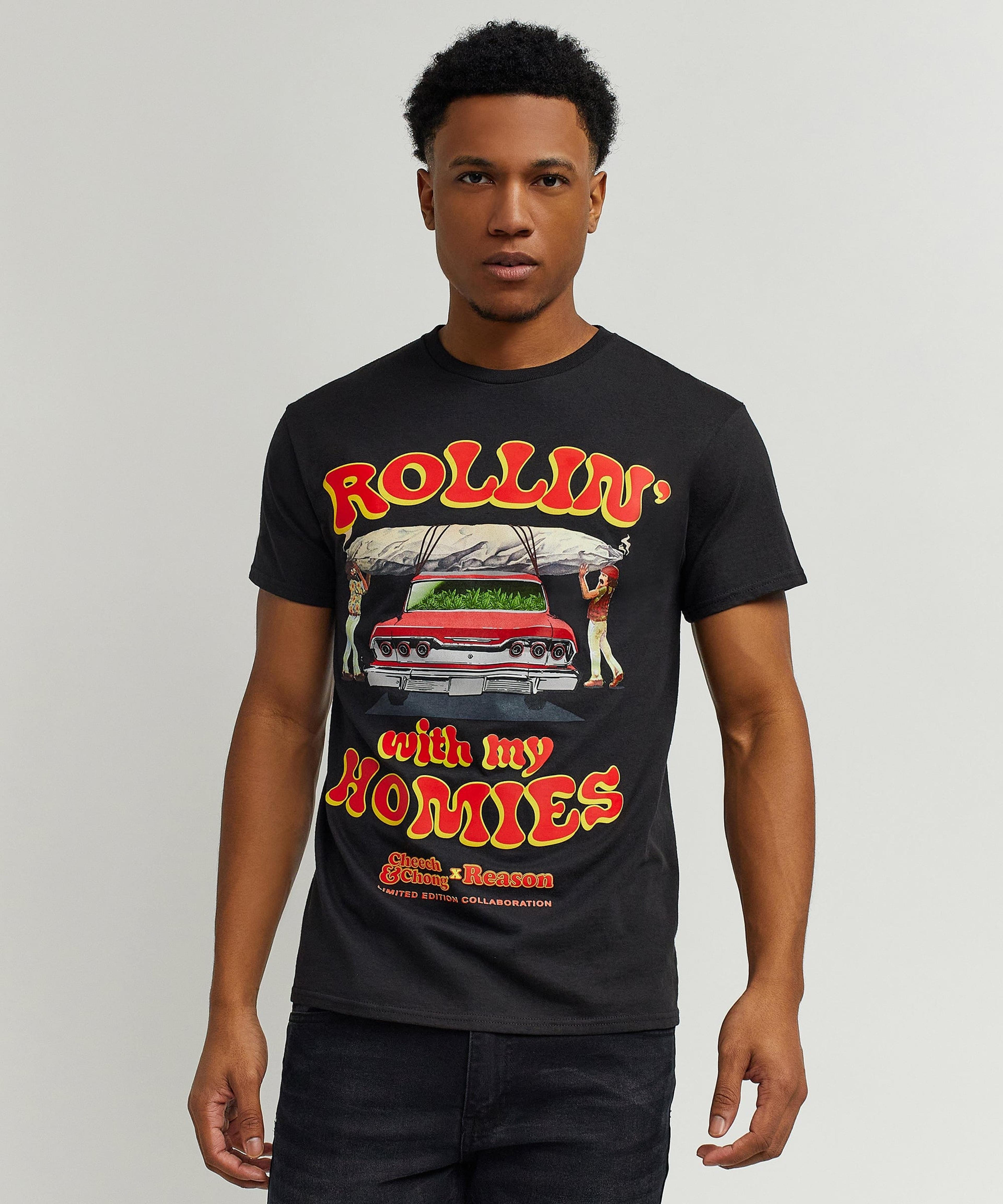 Alternate View 2 of Cheech & Chong Rollin' With My Homies Tee - Black