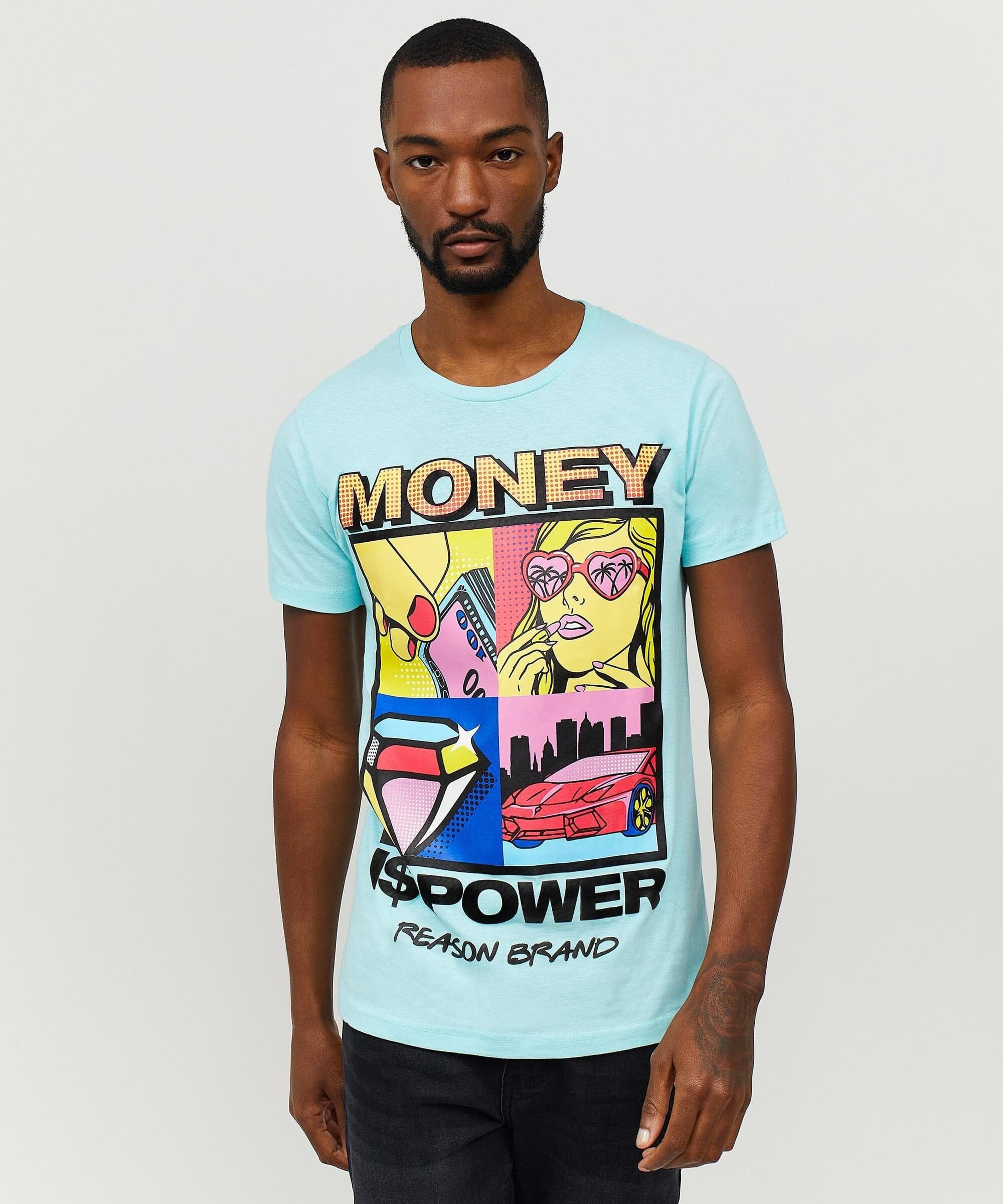 Alternate View 5 of Money Is Power Graphic Tee - Light Blue