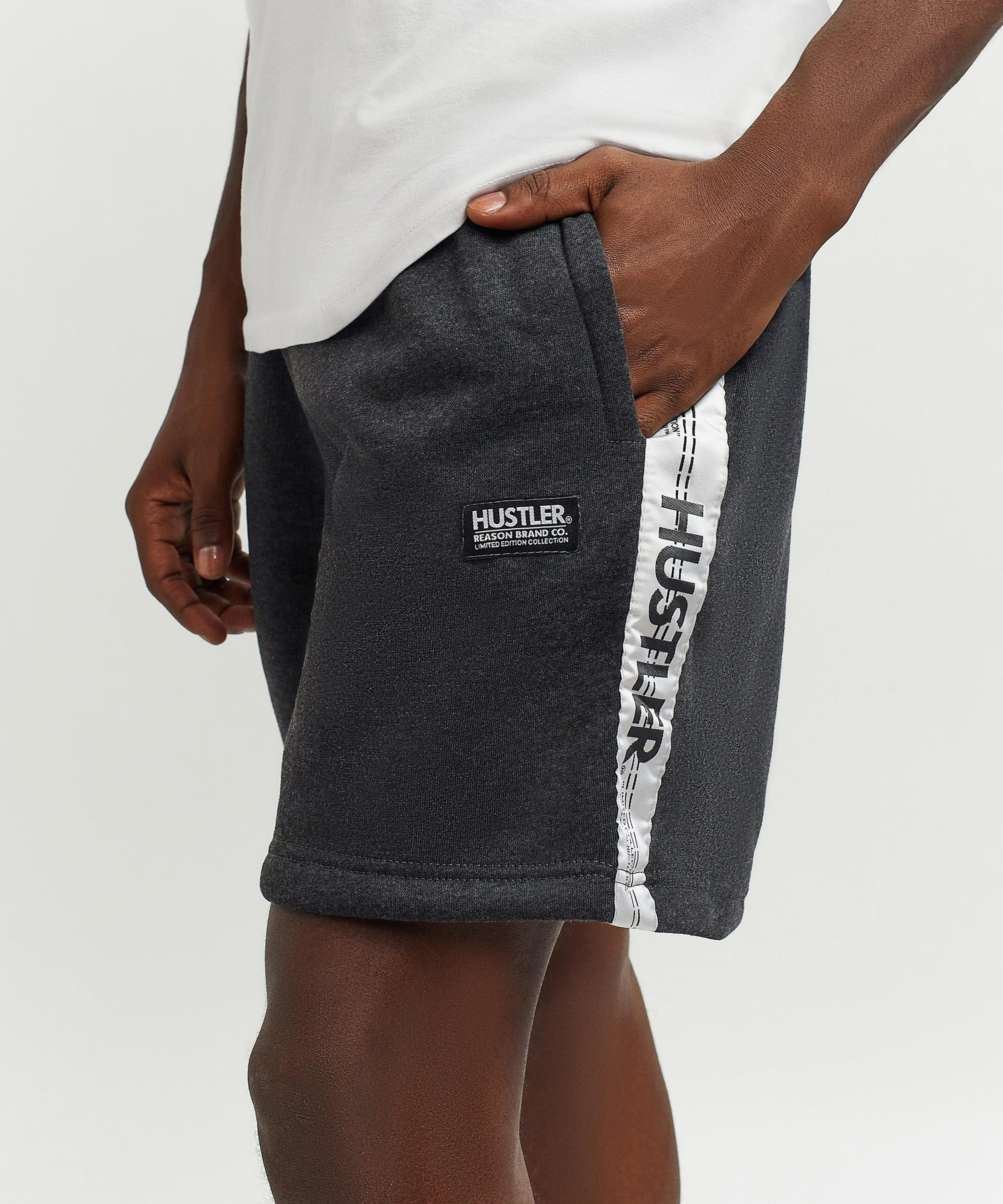 Hustler Side Stripe Shorts - Charcoal