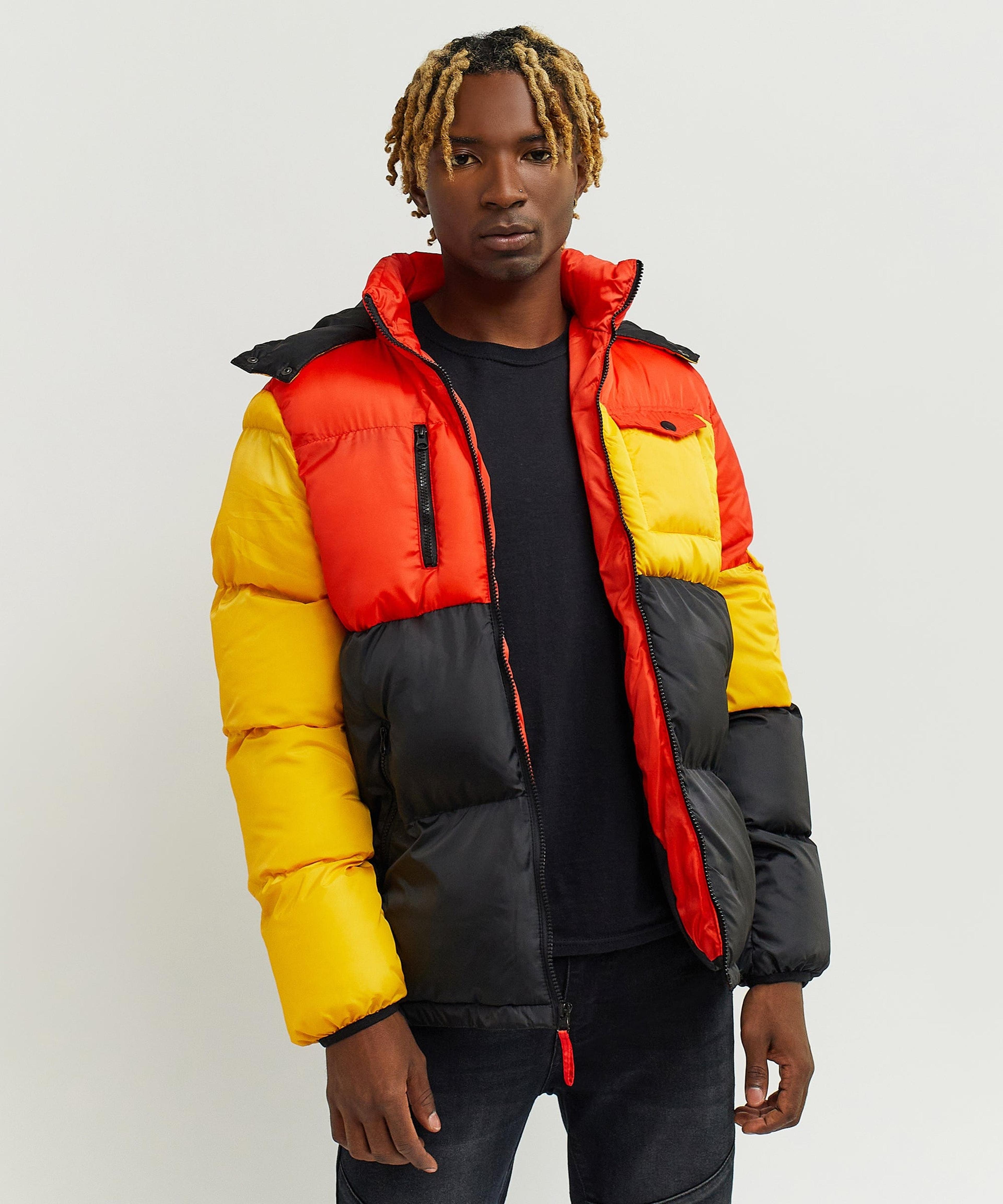 Alternate View 1 of Larry Color Block Hooded Puffer Jacket