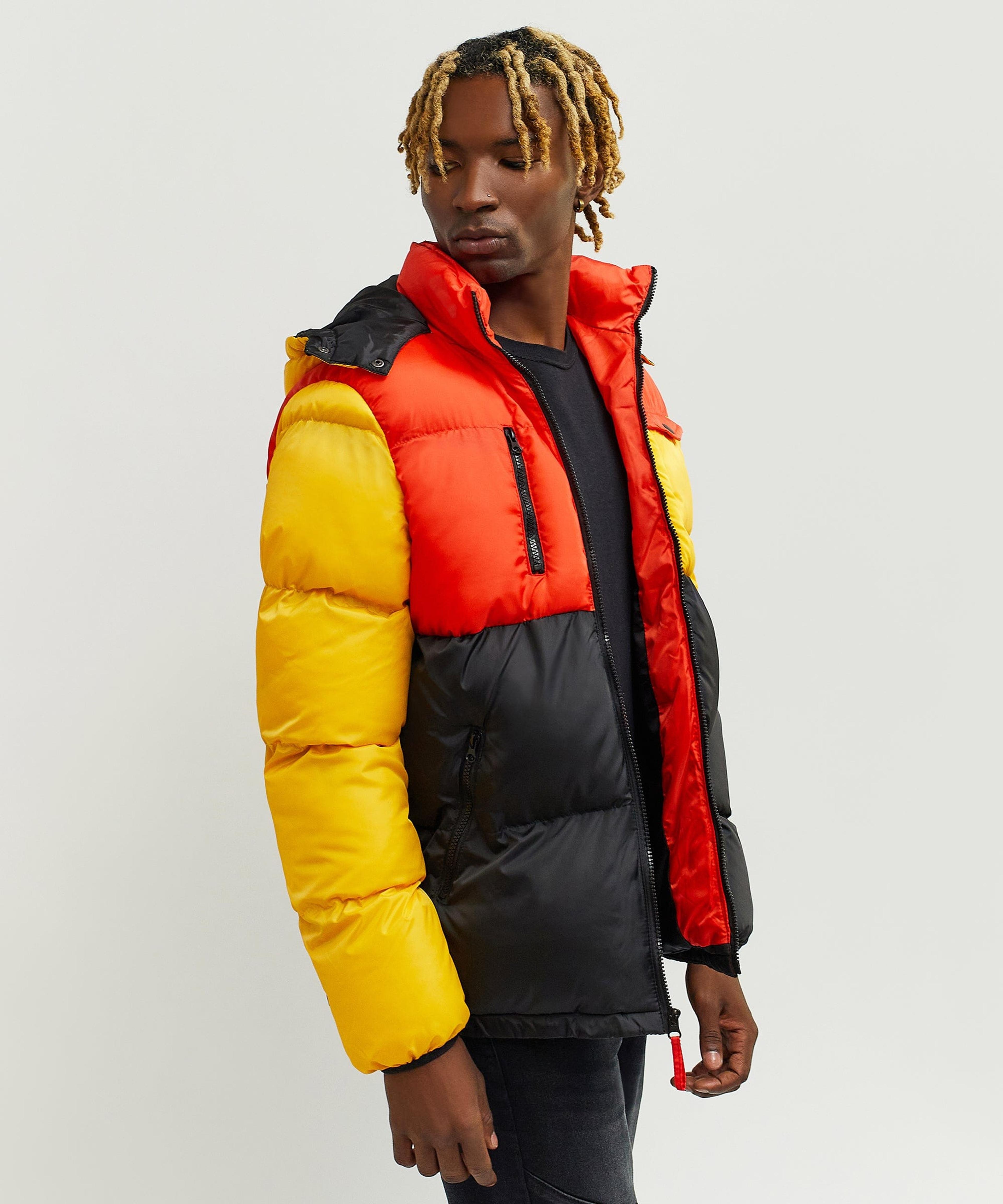 Alternate View 4 of Larry Color Block Hooded Puffer Jacket