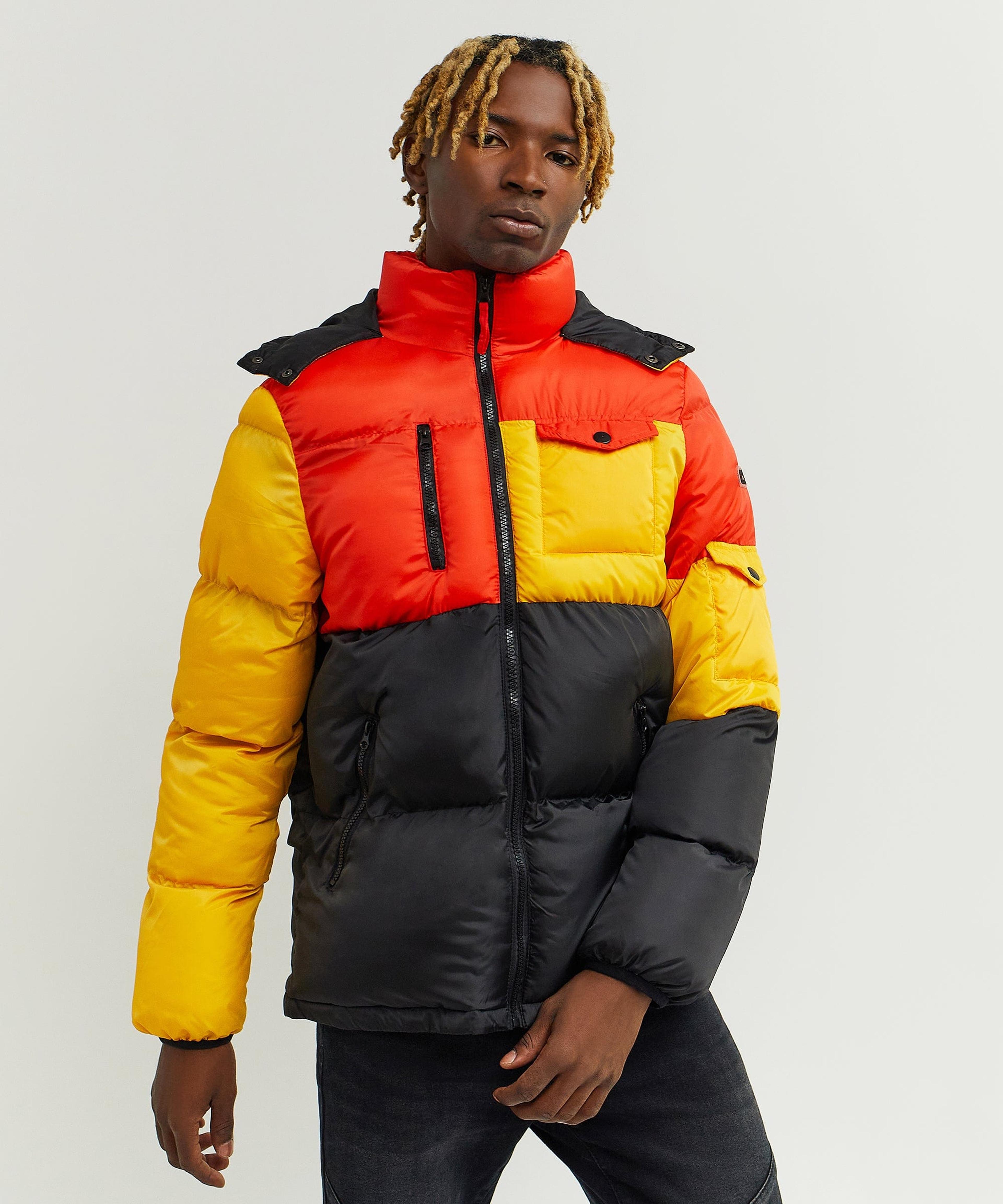 Alternate View 6 of Larry Color Block Hooded Puffer Jacket