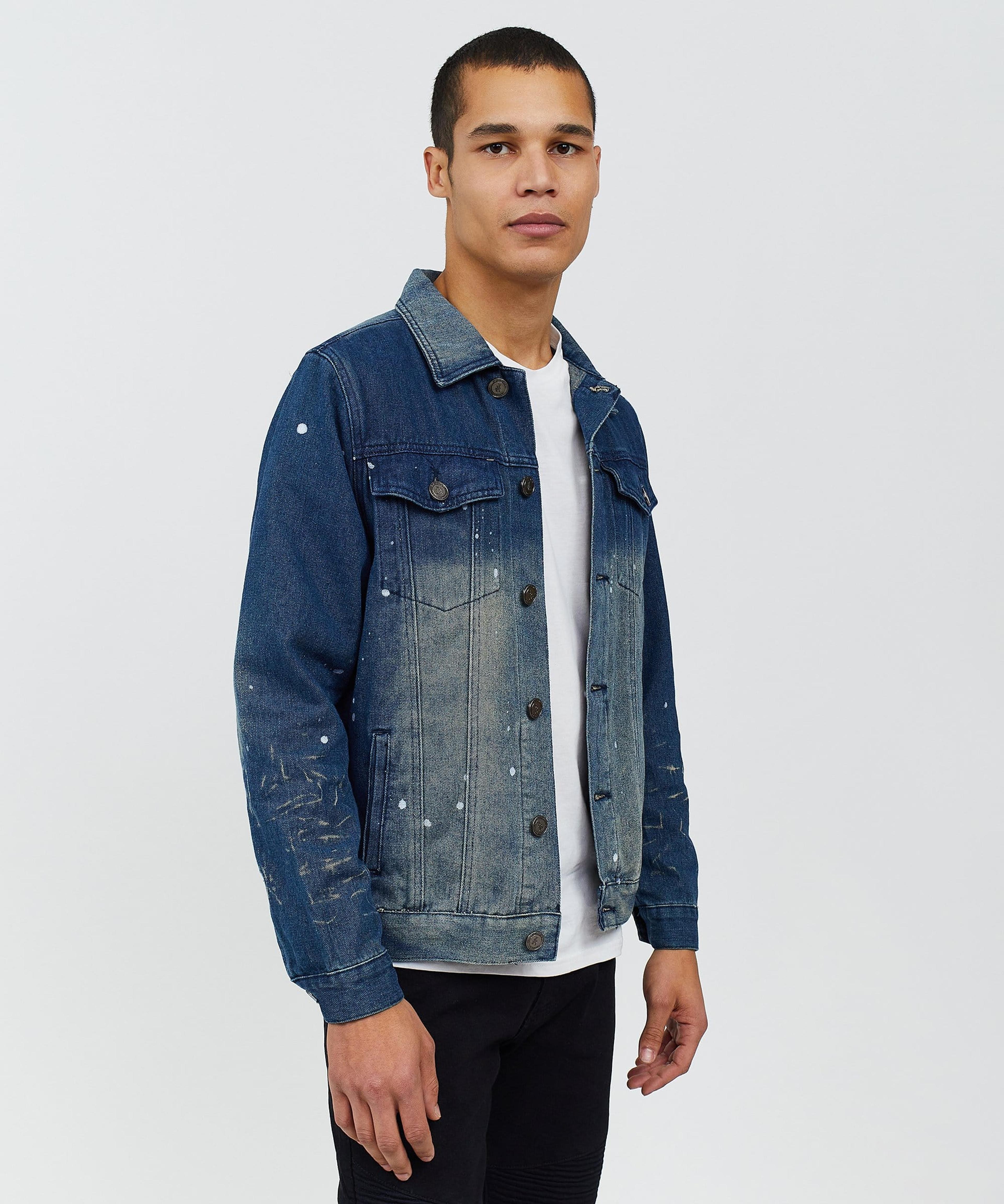 NTWRK - Indigo Fire Medium Wash Denim Jacket With Logo