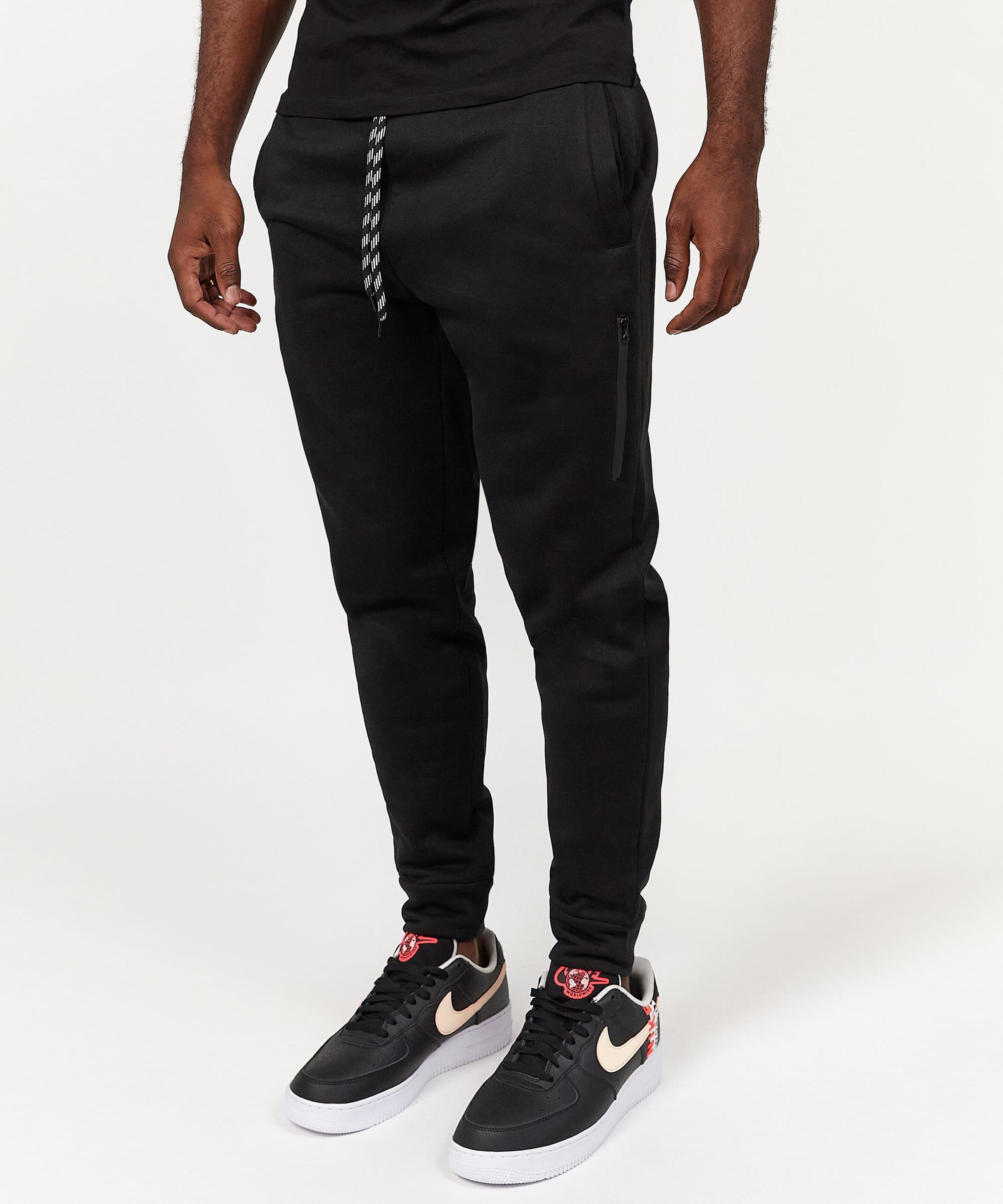 Jeff Slim Fit Black Jogger With Side Zip Pocket