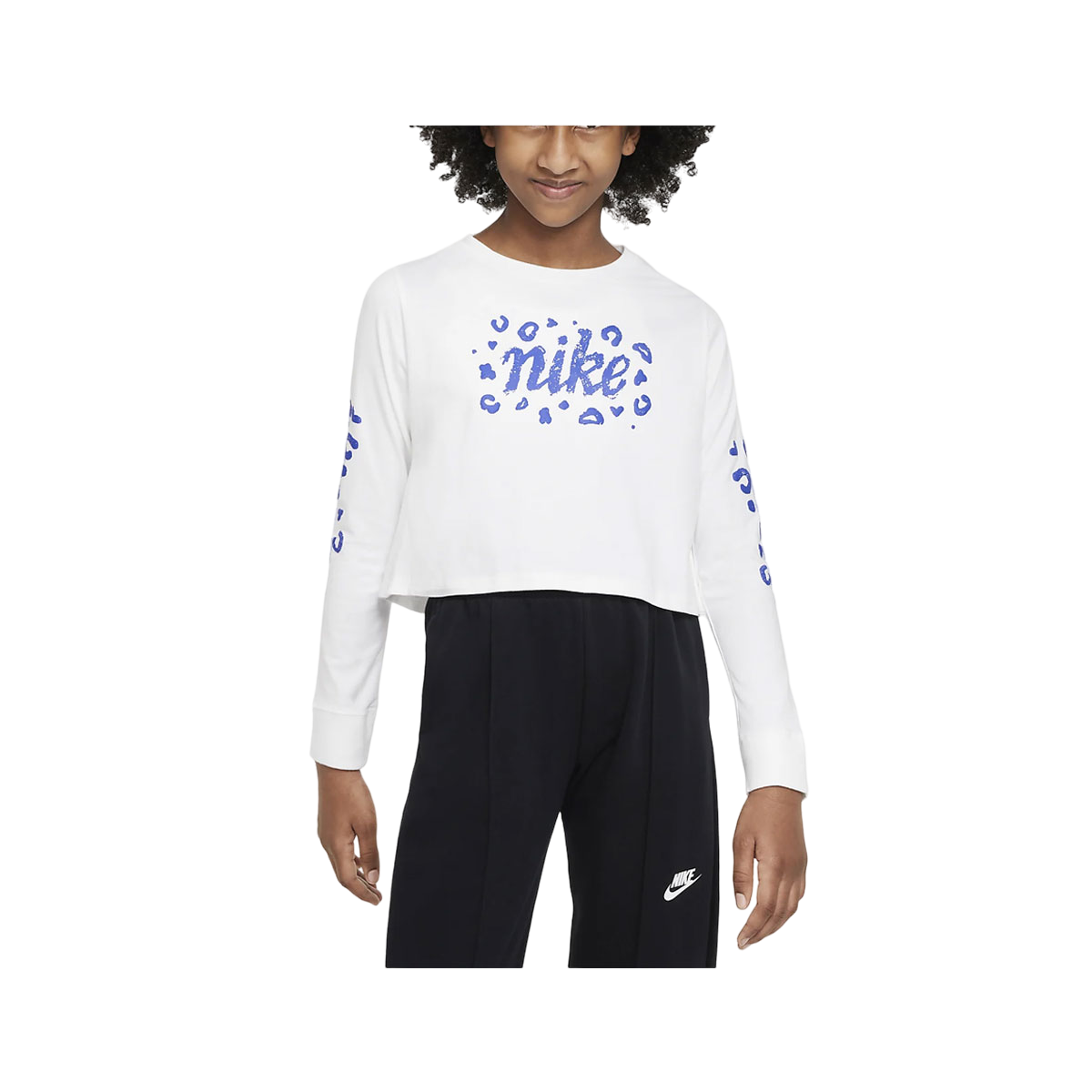 Nike Girls' Animal Long-Sleeve Cropped T-Shirt