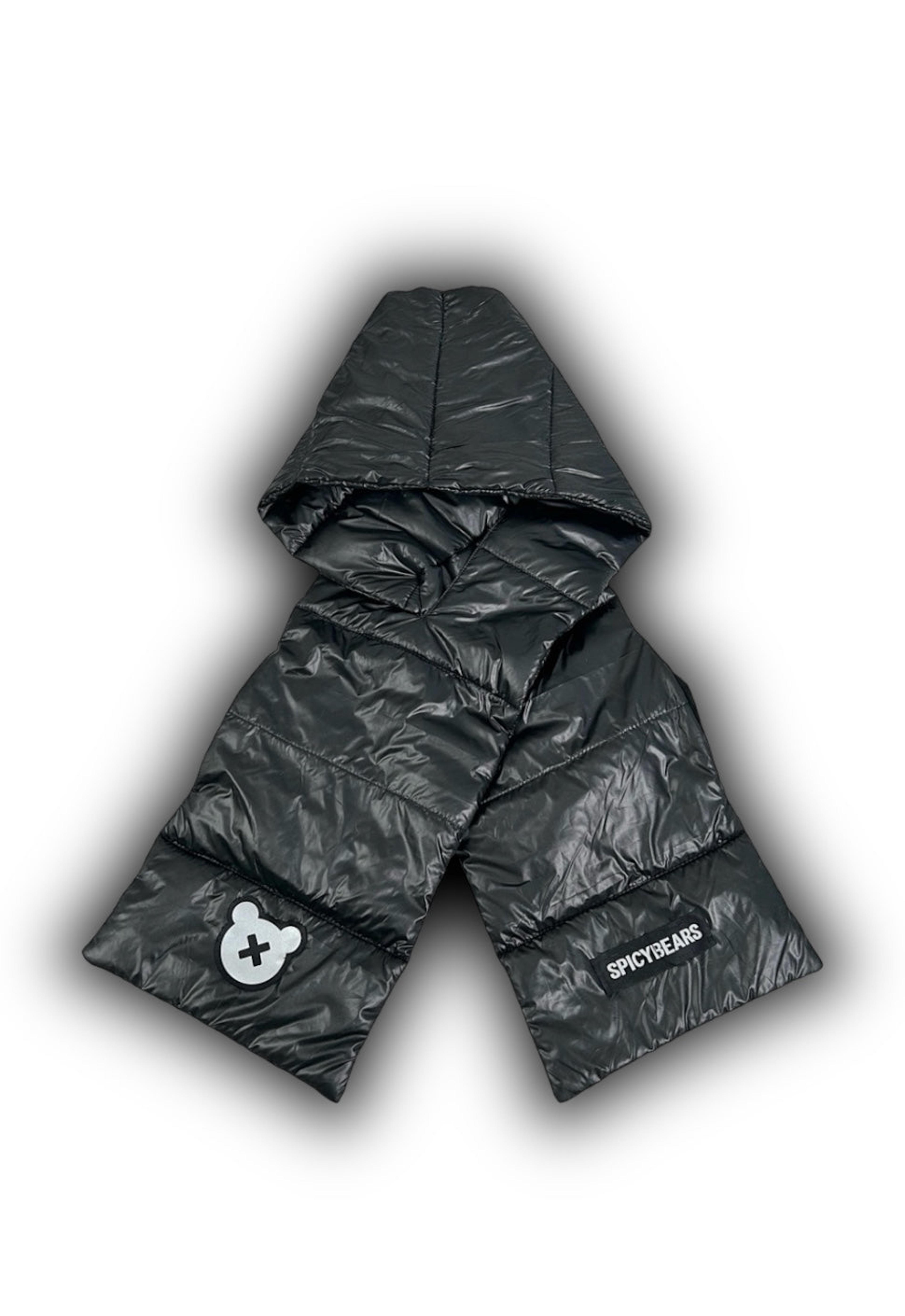 SPICYBEARS Padded Scarf with Fleece Hands Pockets | Black | Silv