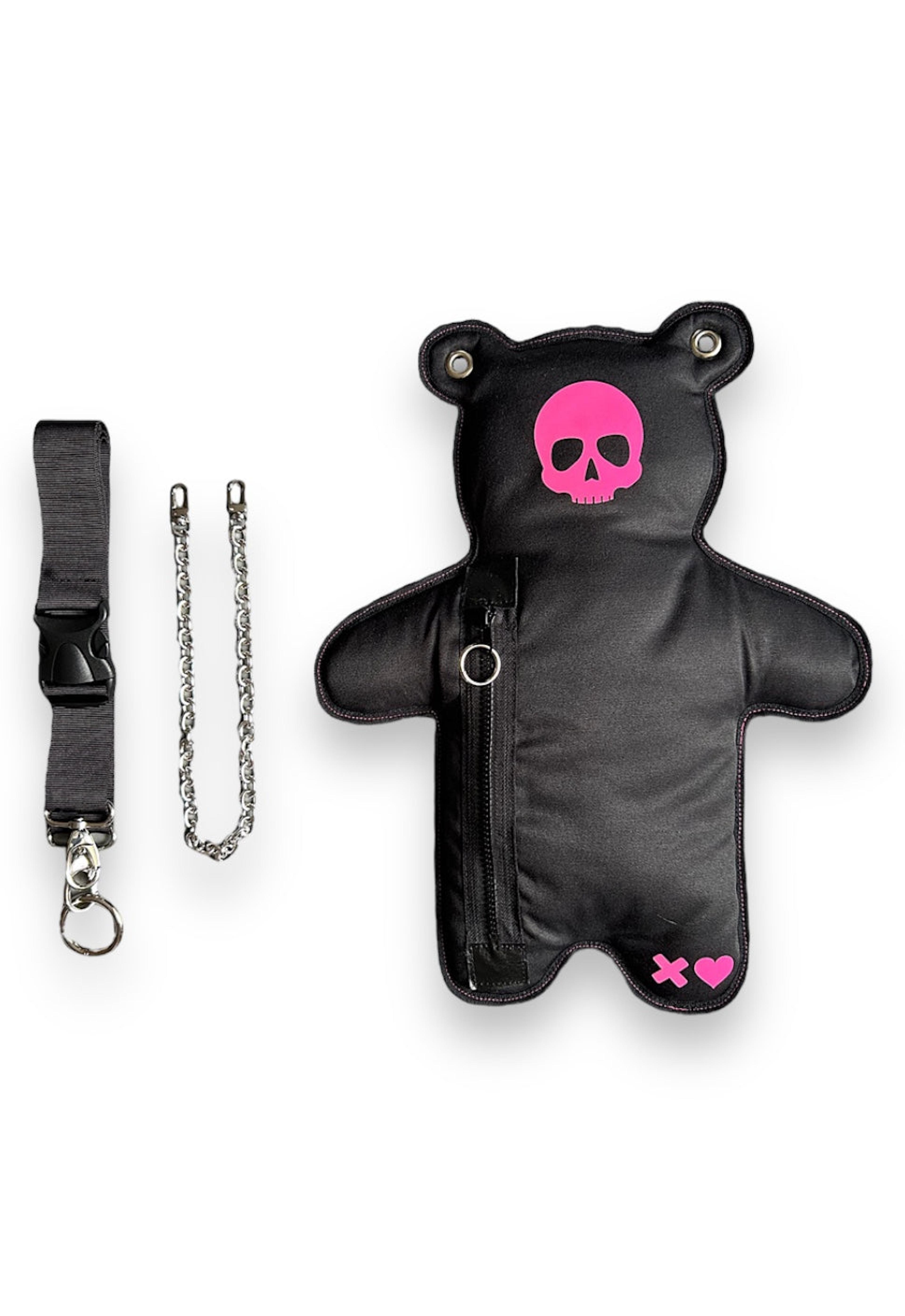 SkullBEARS 2.0 | Black | Fluorescent Reflective Pink Bear Bag