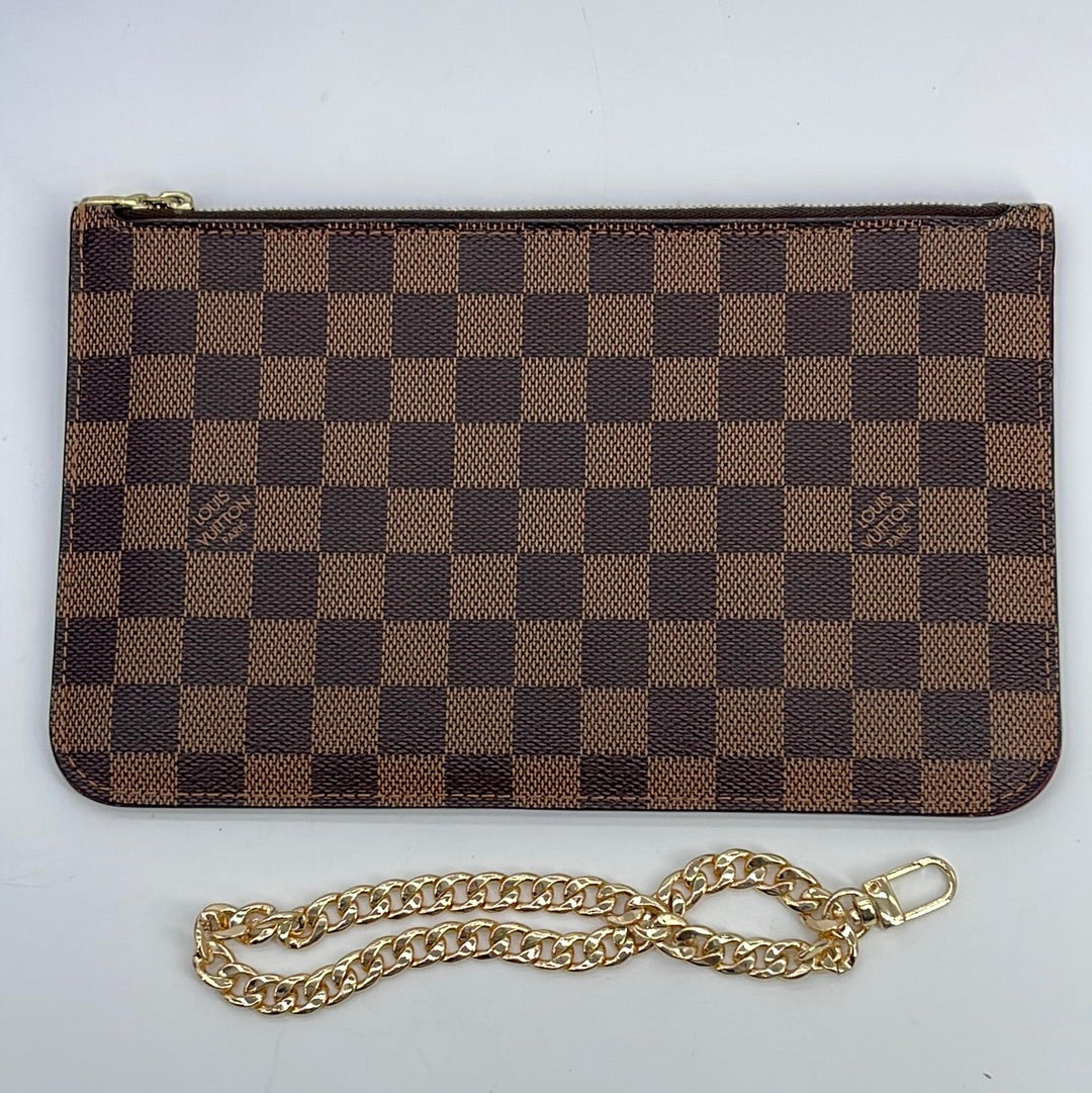 NTWRK - Preloved Louis Vuitton Damier Ebene Neverfull GM Pouch with Red