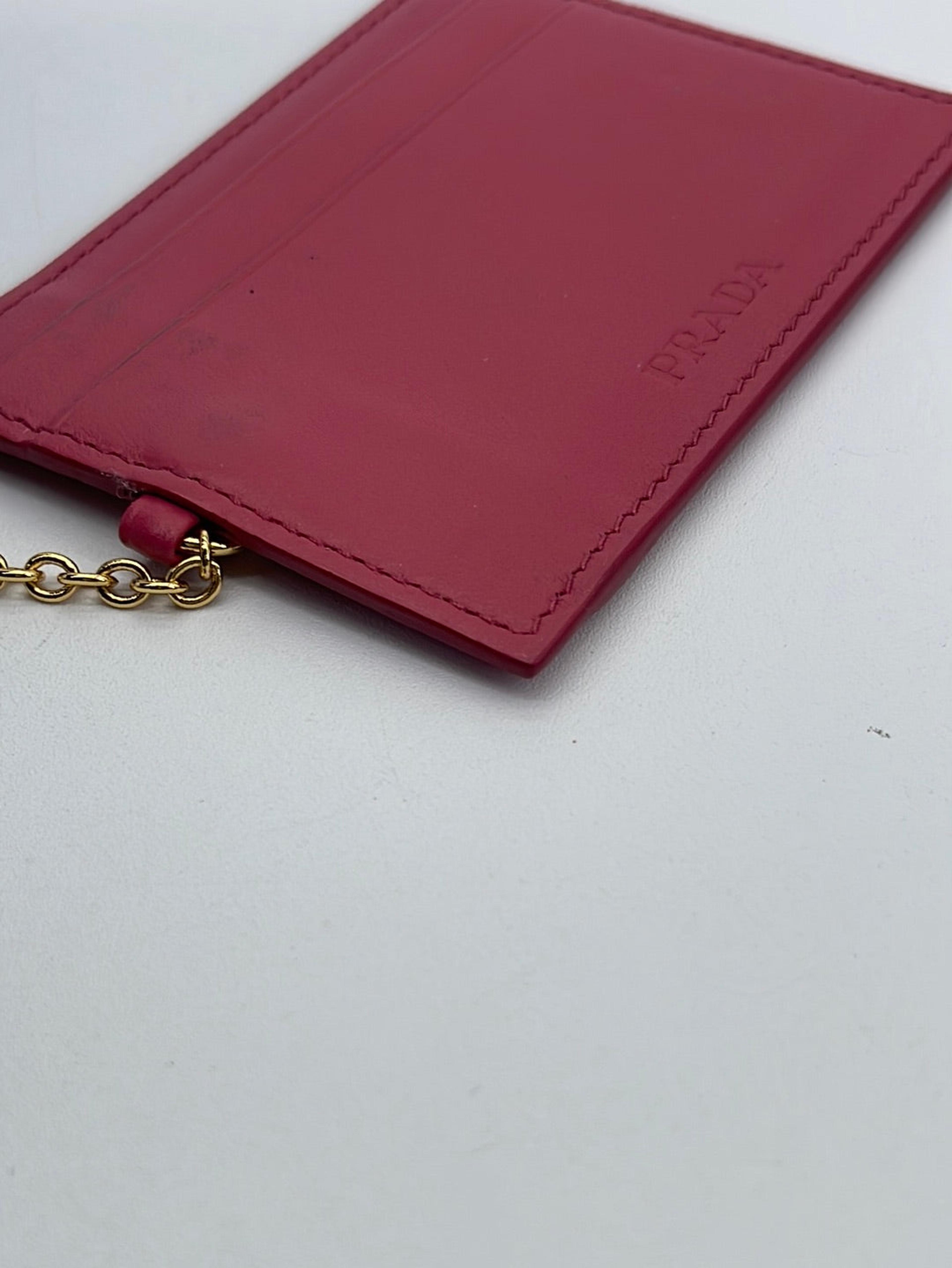 Pre Loved Prada Safiano Leather Chain Wallet Pink
