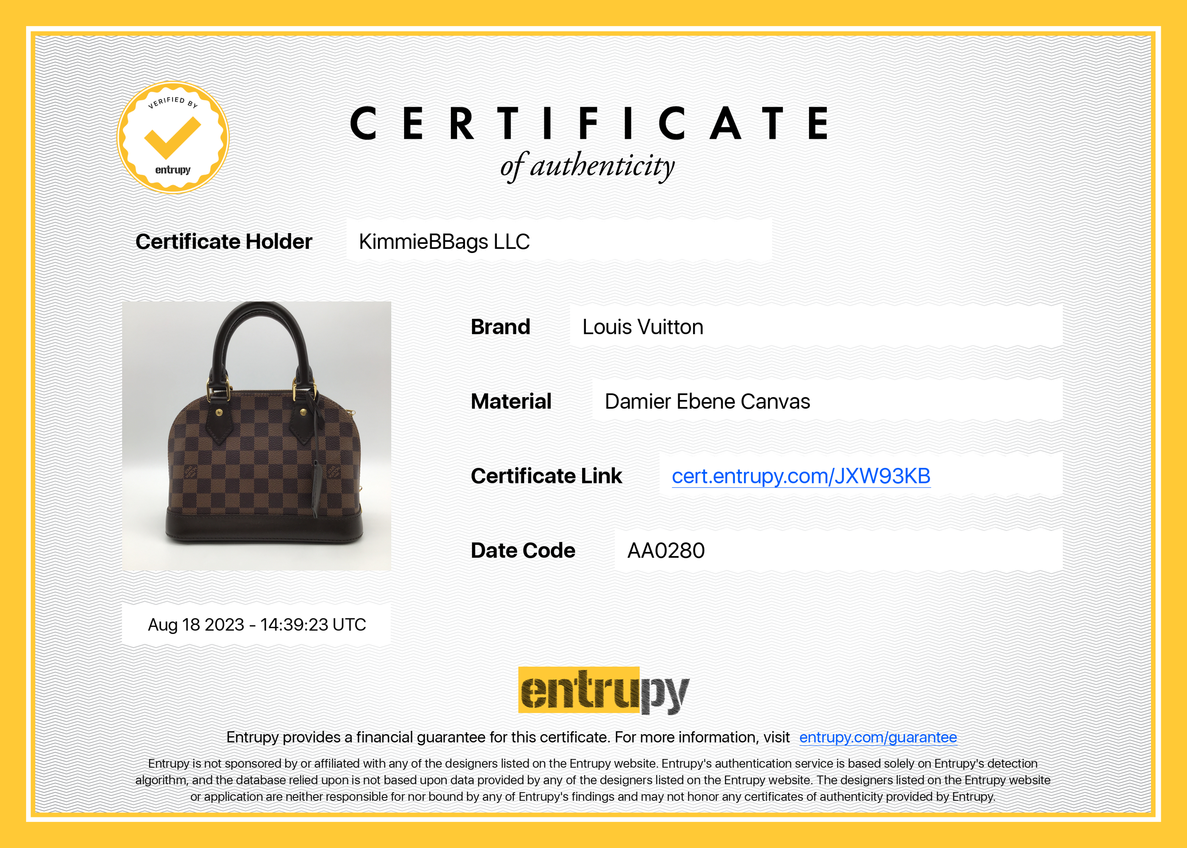 Handbags Louis Vuitton LV Alma Bb Damier 2023