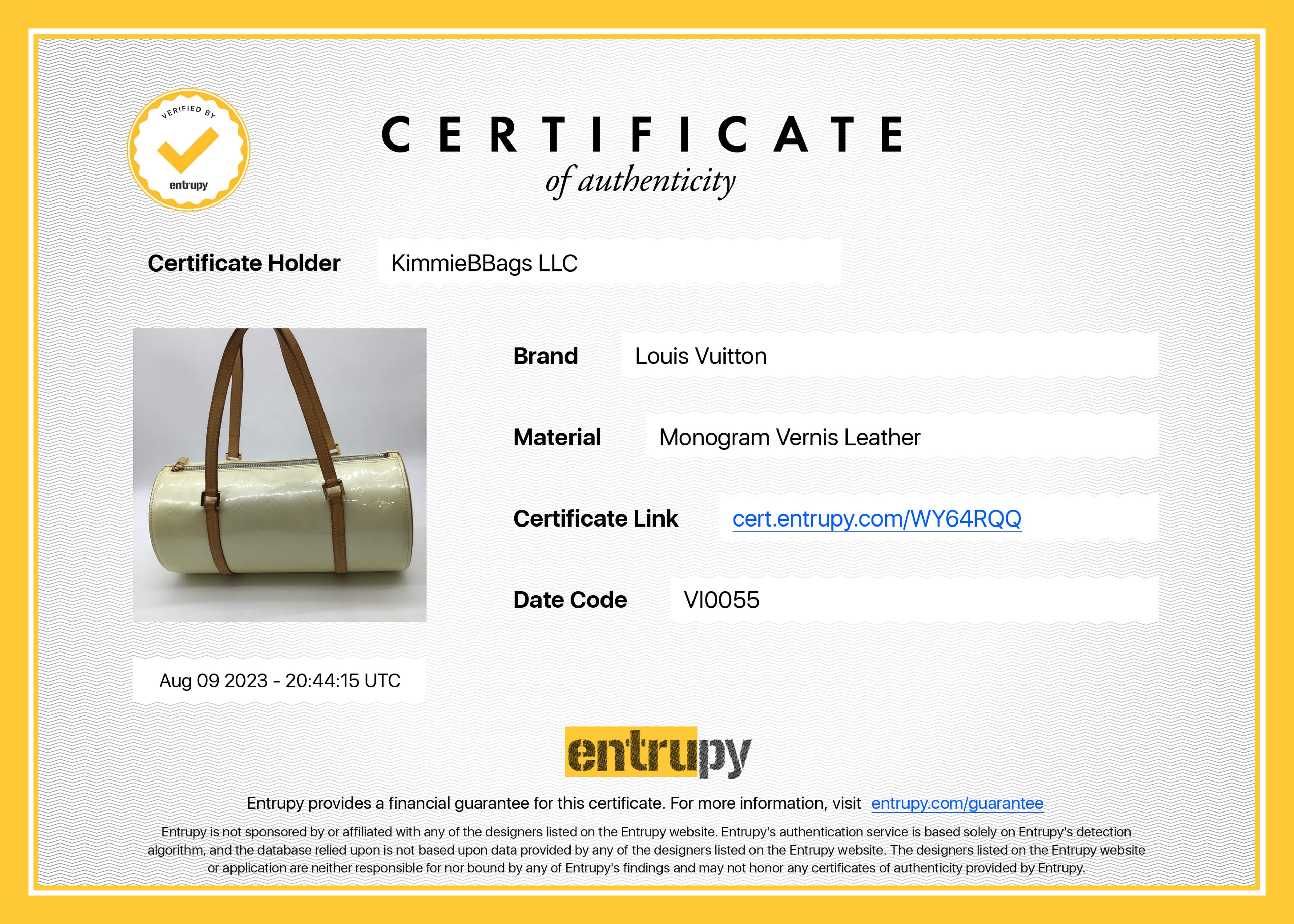 Louis Vuitton Yellow Vernis Leather Bedford Barrel Bag (800