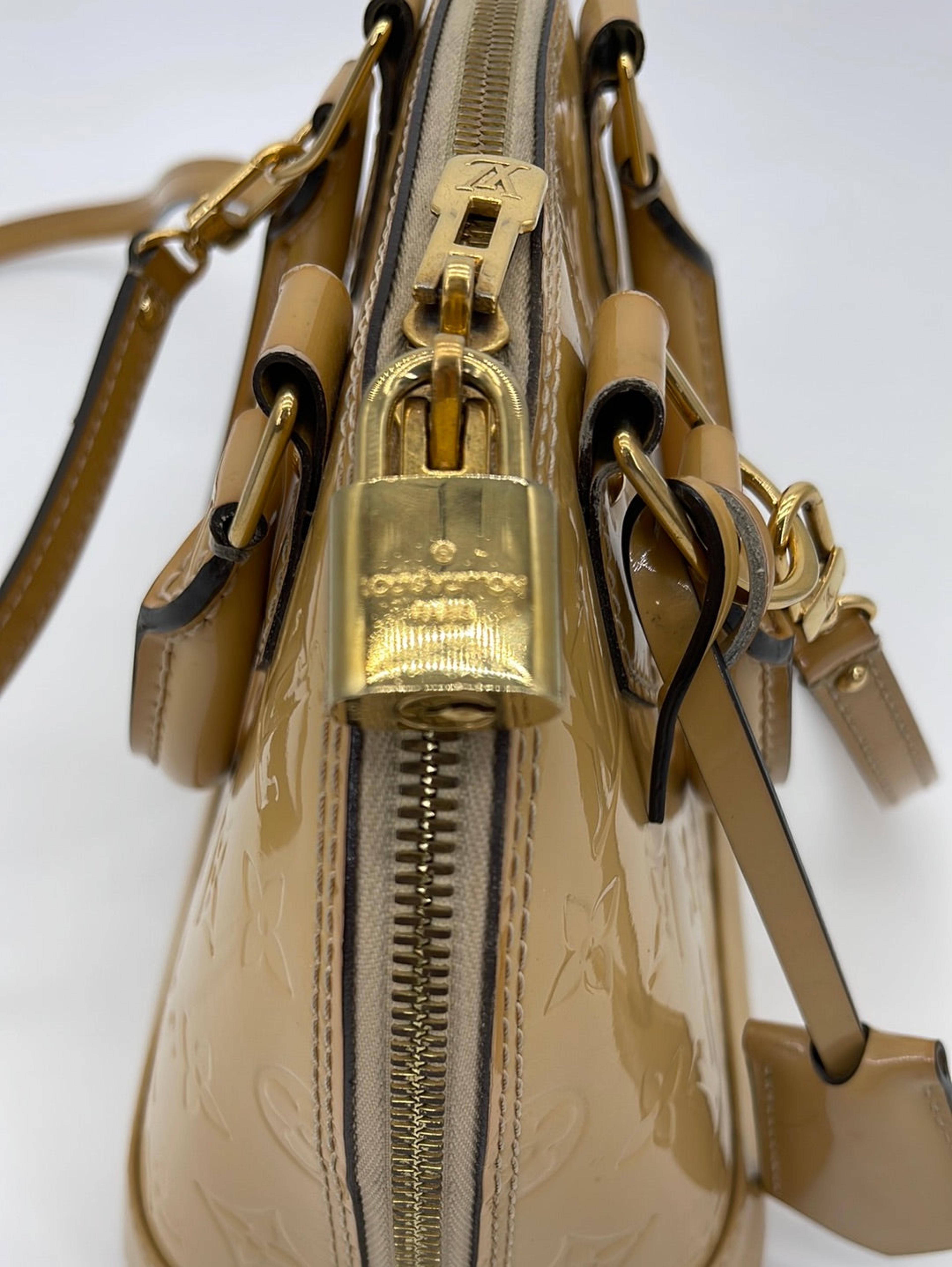 Louis Vuitton Alma Handbag Monogram Vernis BB LV Patent Leather Purse w/  Lock
