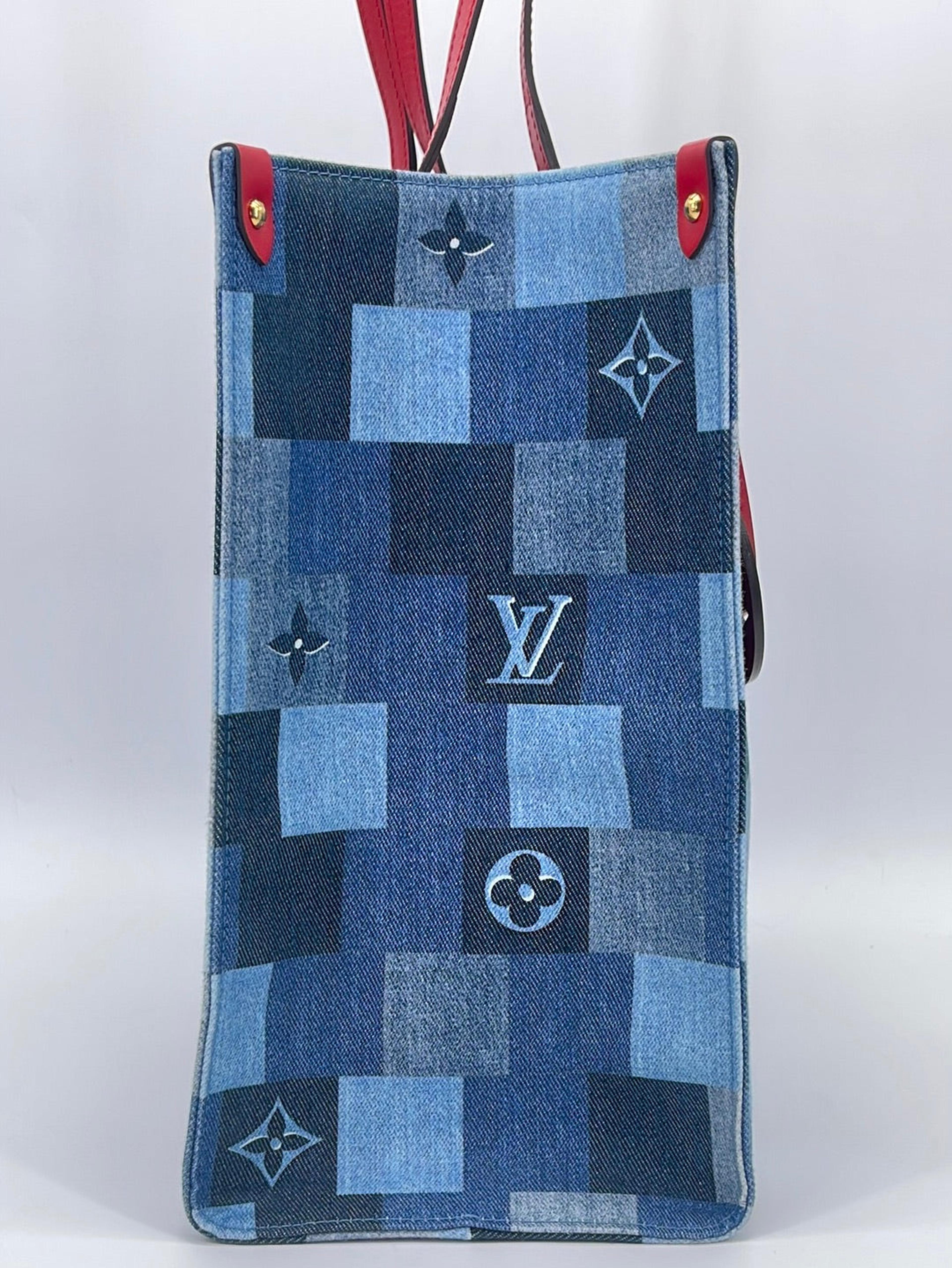 Louis Vuitton Blue Monogram Damier Denim Onthego GM Tote Bag