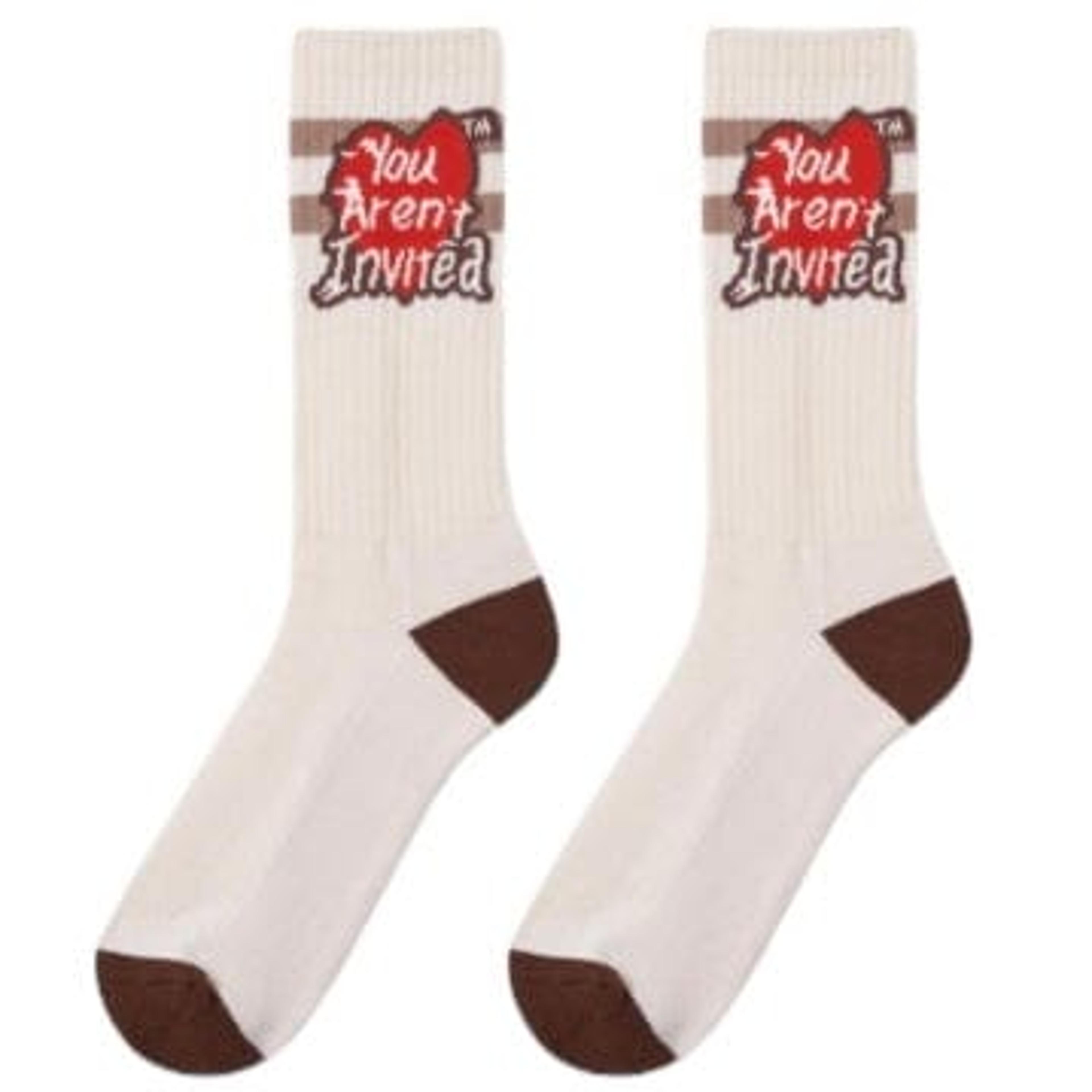 Hyde Park Y.A.I. Heart Sock (Off White/Brown)