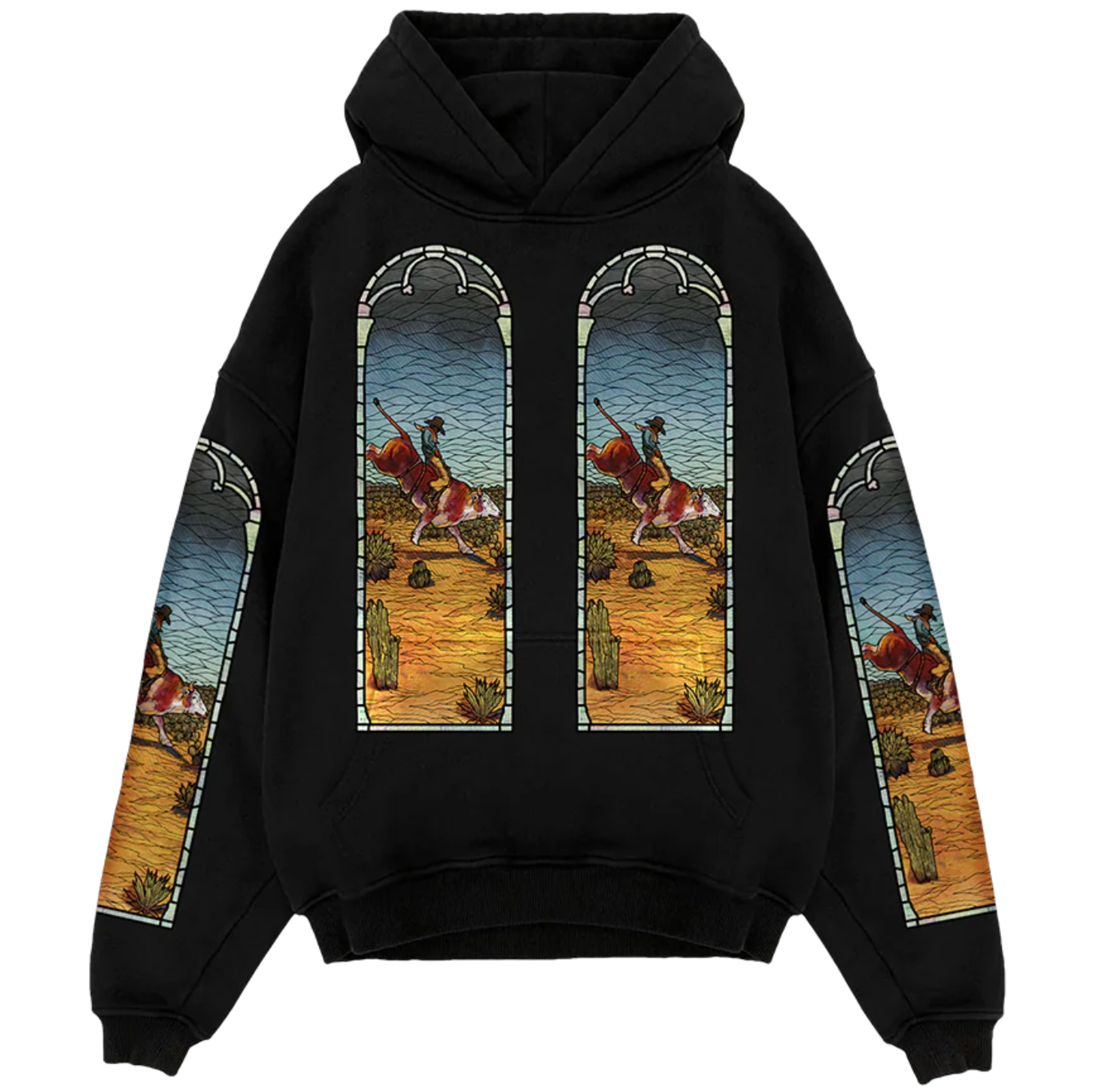 Who Decides War X EST Gee Stained Glass Hoodie - Black