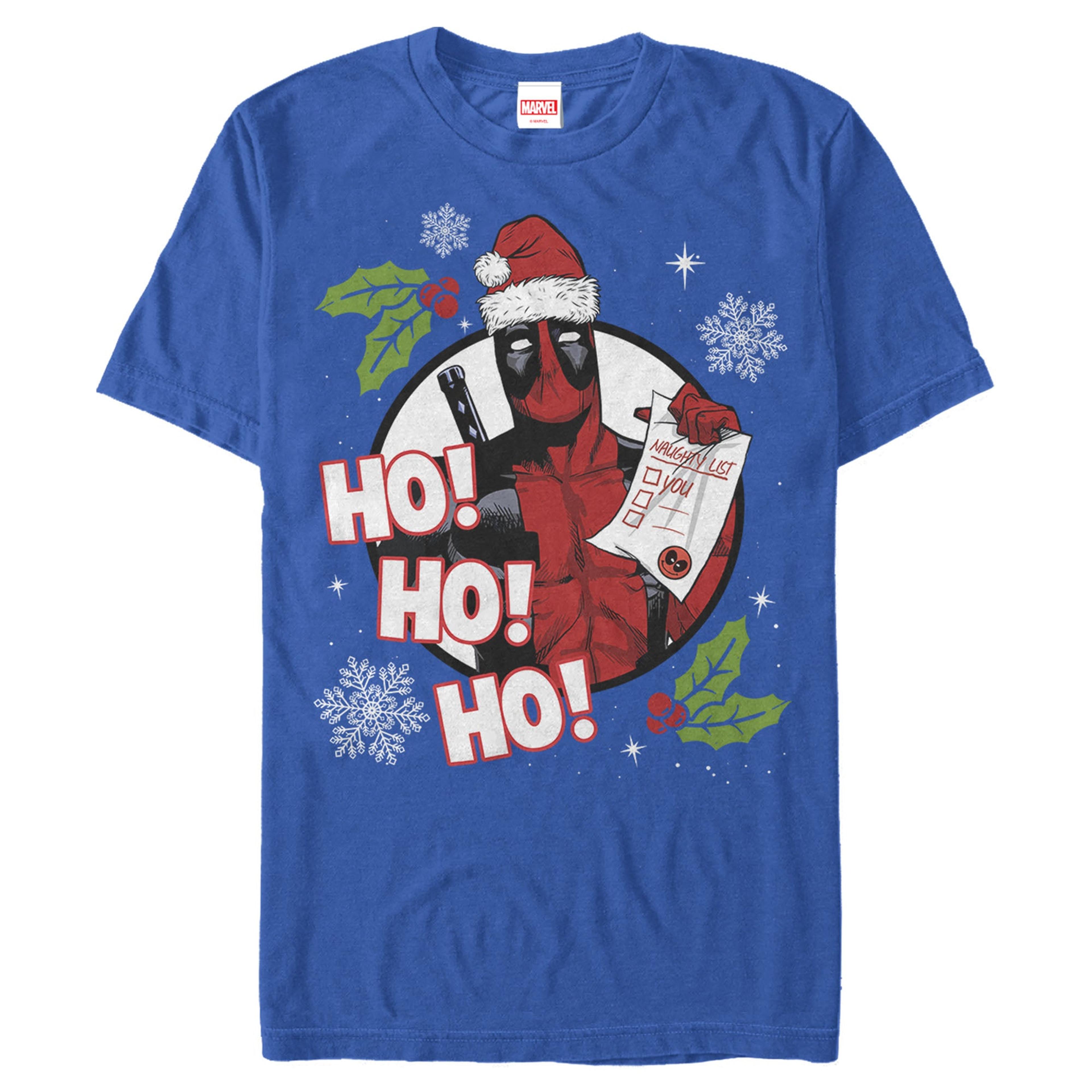 Men's Marvel Deadpool Santa Naughty List Holiday T-Shirt