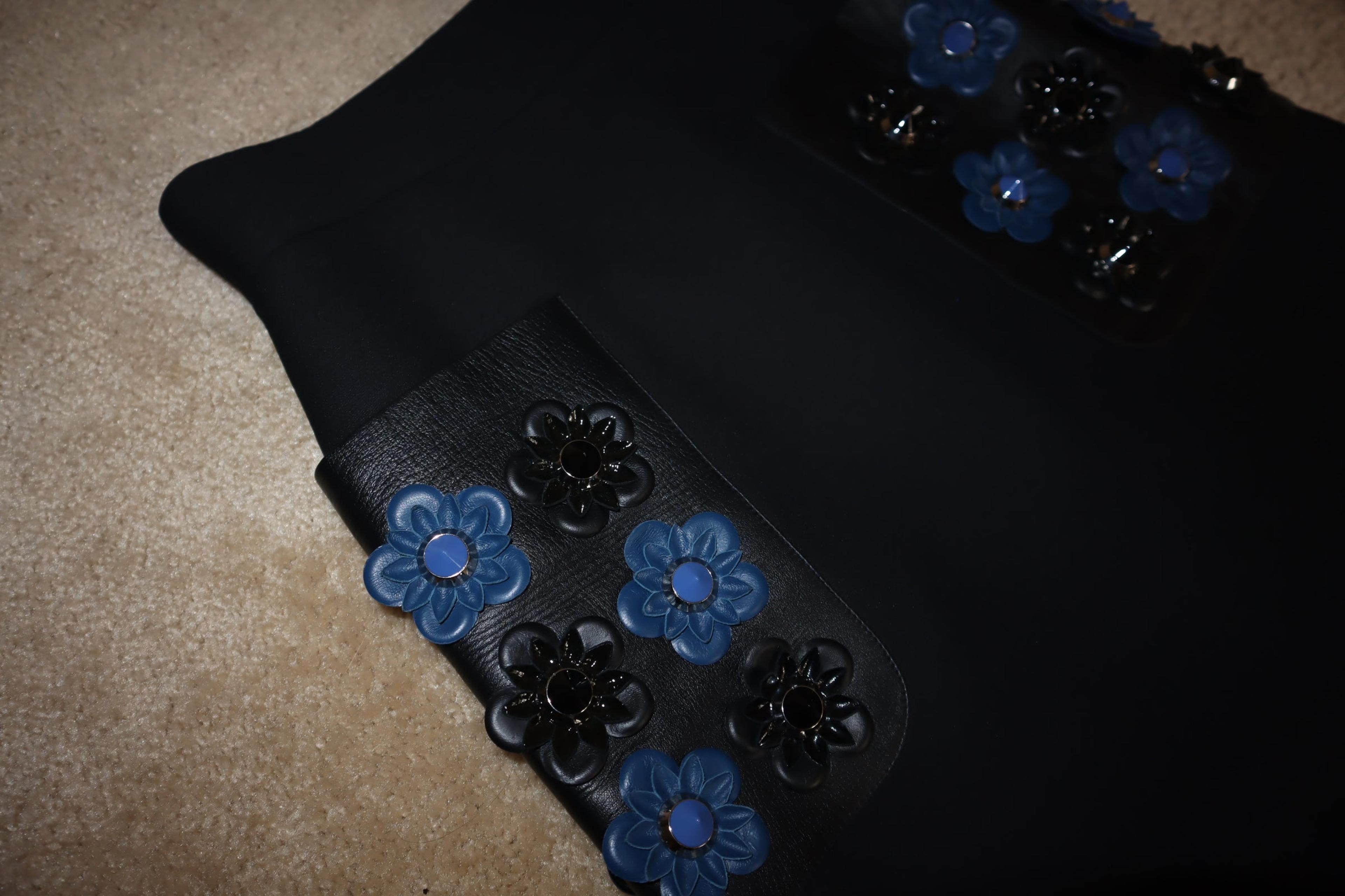 Alternate View 2 of Fendi Black Leather Floral Skirt