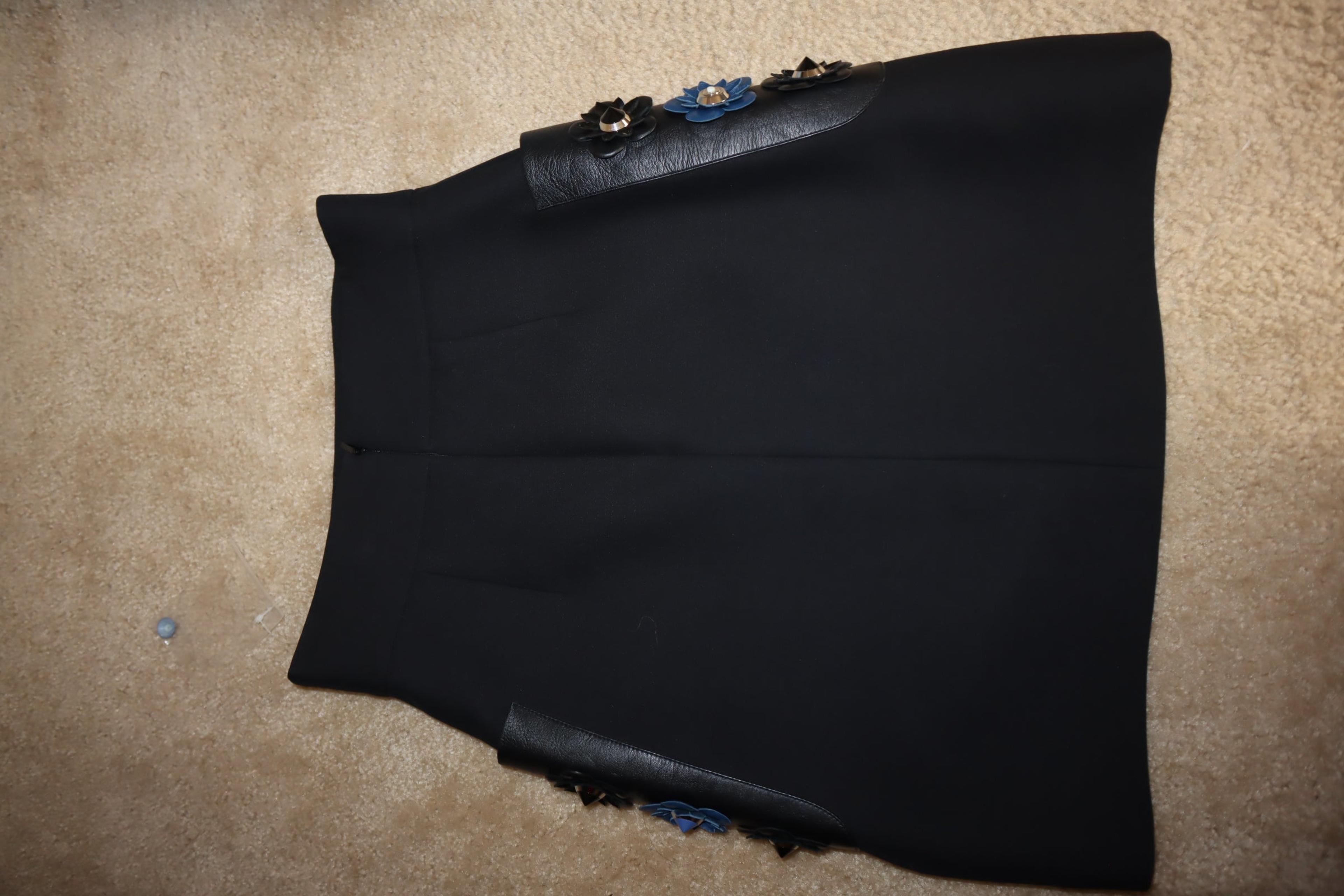 Alternate View 5 of Fendi Black Leather Floral Skirt