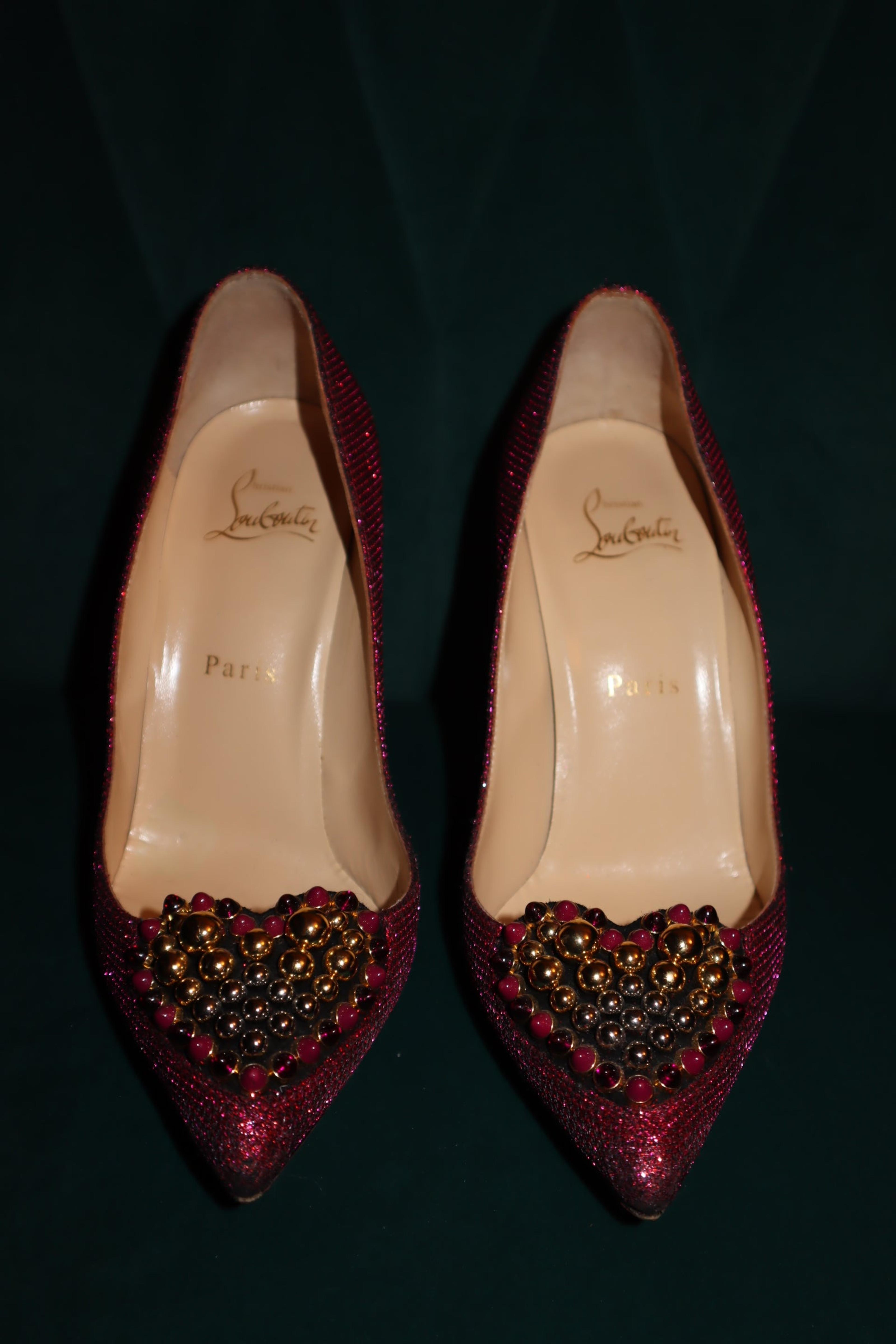 Alternate View 2 of Pre-Owned Christian Louboutin Shoes Pink Coralta Mia 100mm Glitt