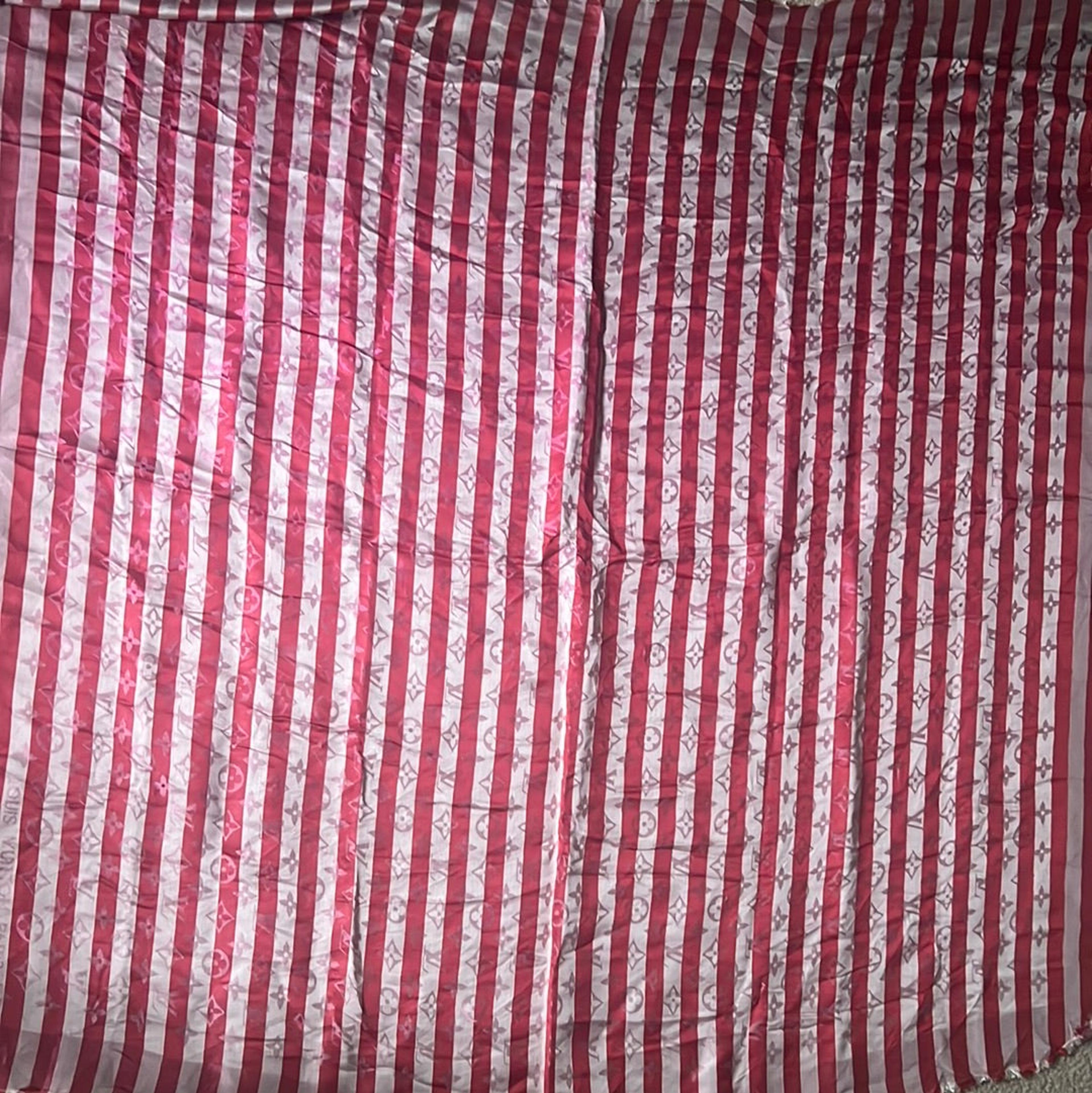 Alternate View 10 of Louis Vuitton Red White Stripe Silk Blend Scarf