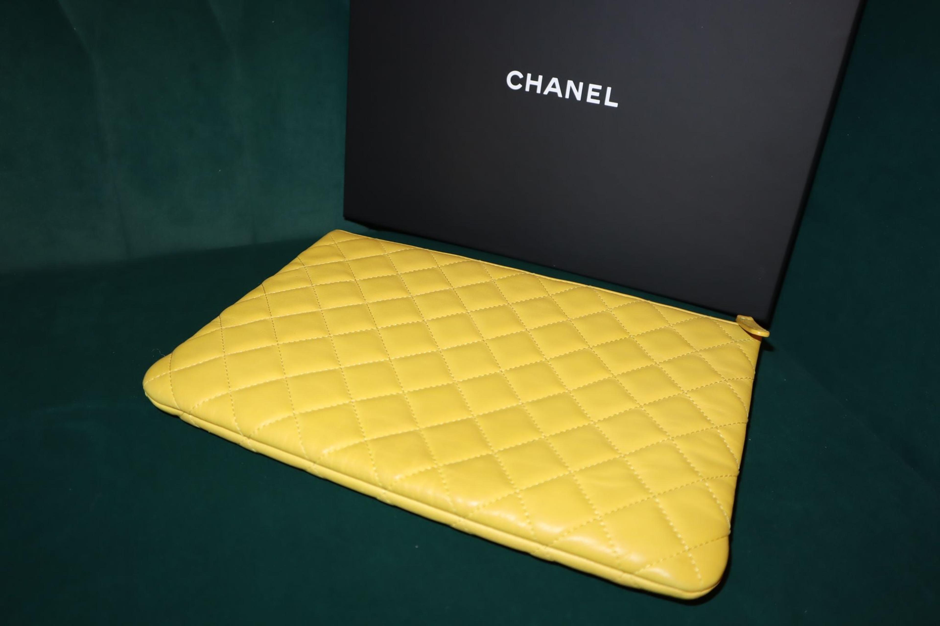 Alternate View 2 of Chanel Yellow Quilted Caviar Leather O-case Classic Zip Pouch