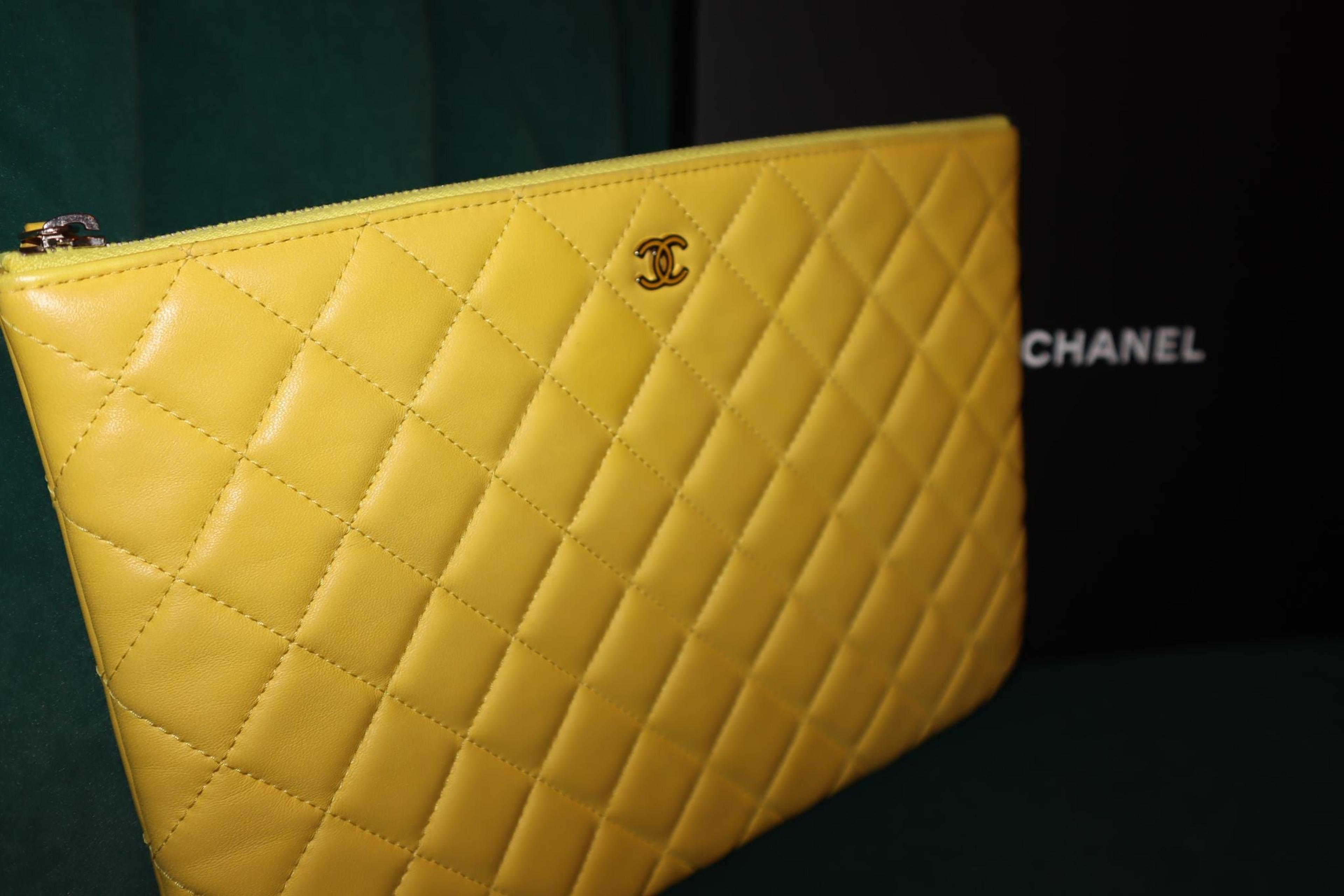 Alternate View 3 of Chanel Yellow Quilted Caviar Leather O-case Classic Zip Pouch