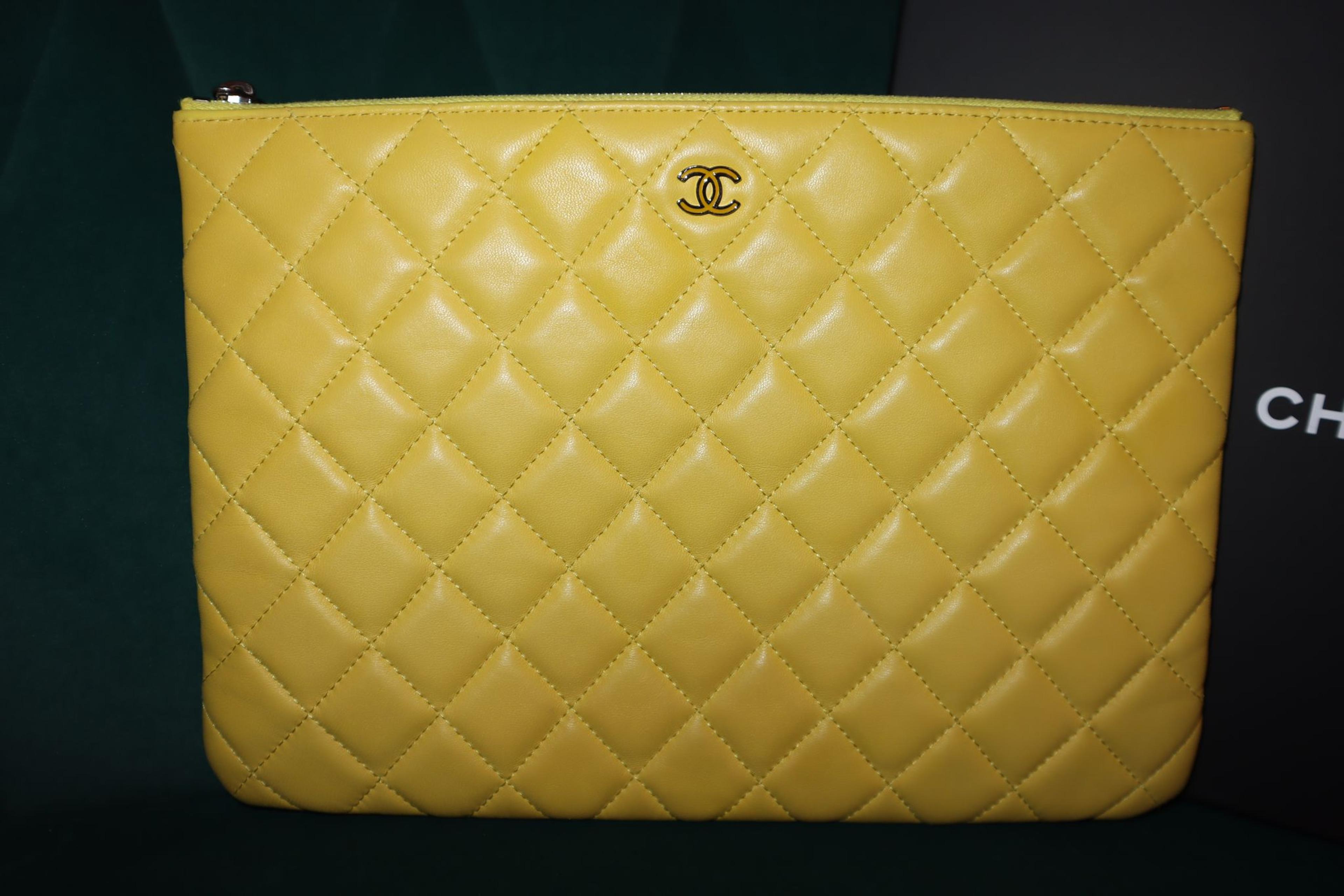 Alternate View 4 of Chanel Yellow Quilted Caviar Leather O-case Classic Zip Pouch