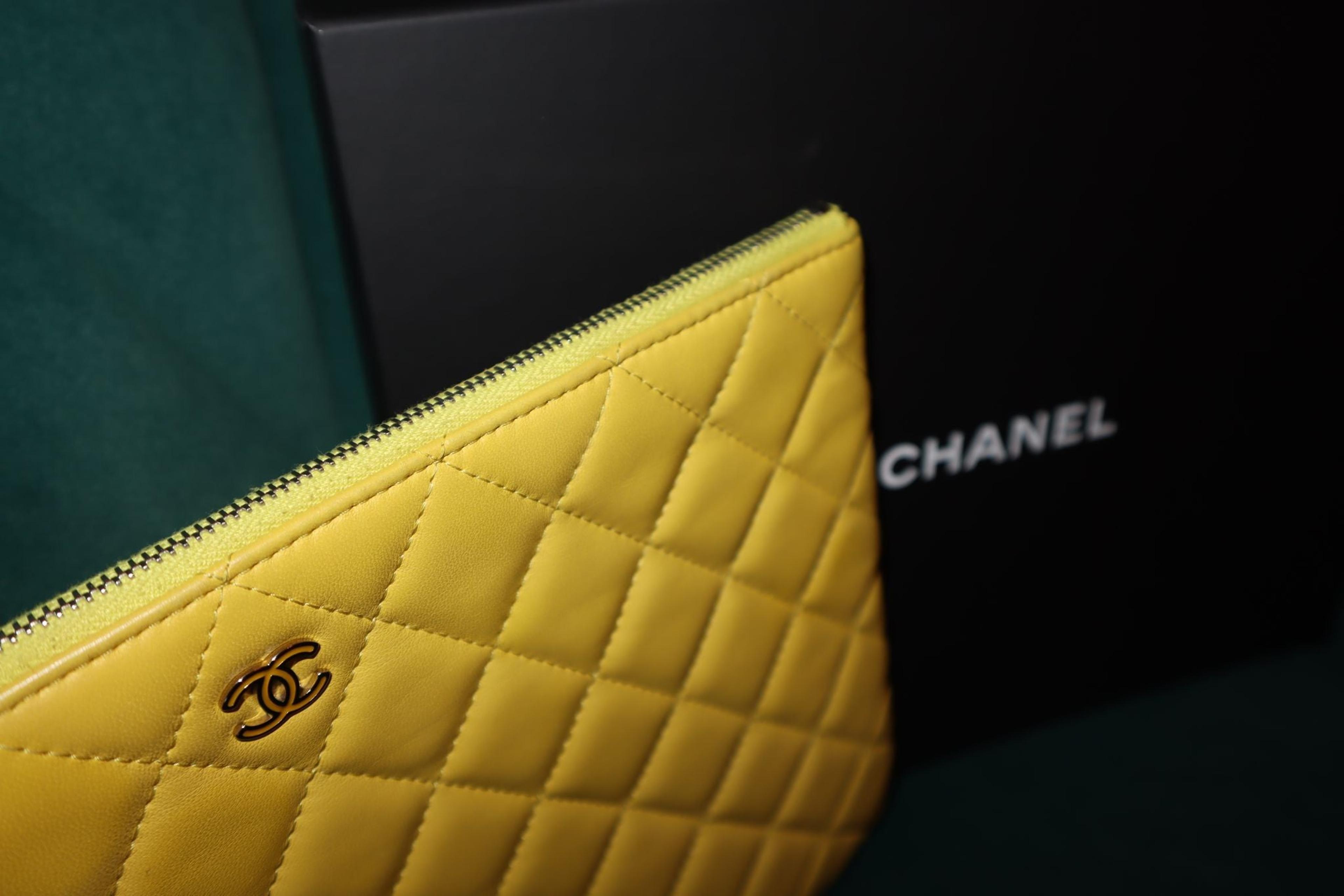 Alternate View 5 of Chanel Yellow Quilted Caviar Leather O-case Classic Zip Pouch