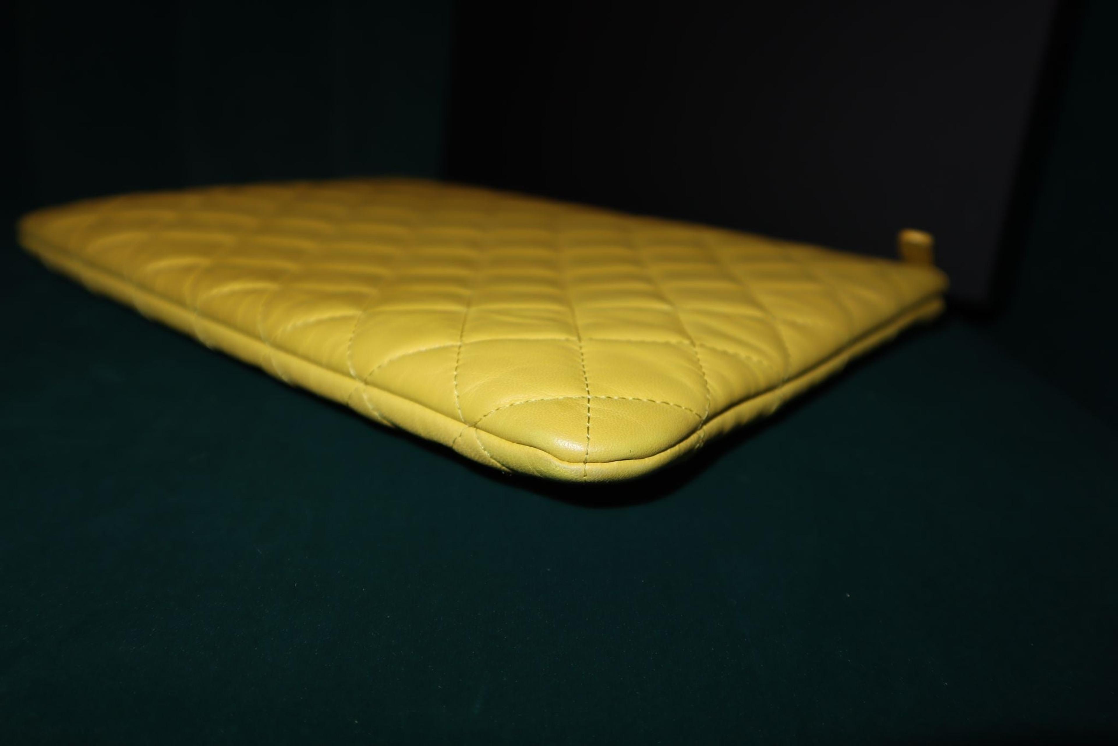 Alternate View 6 of Chanel Yellow Quilted Caviar Leather O-case Classic Zip Pouch