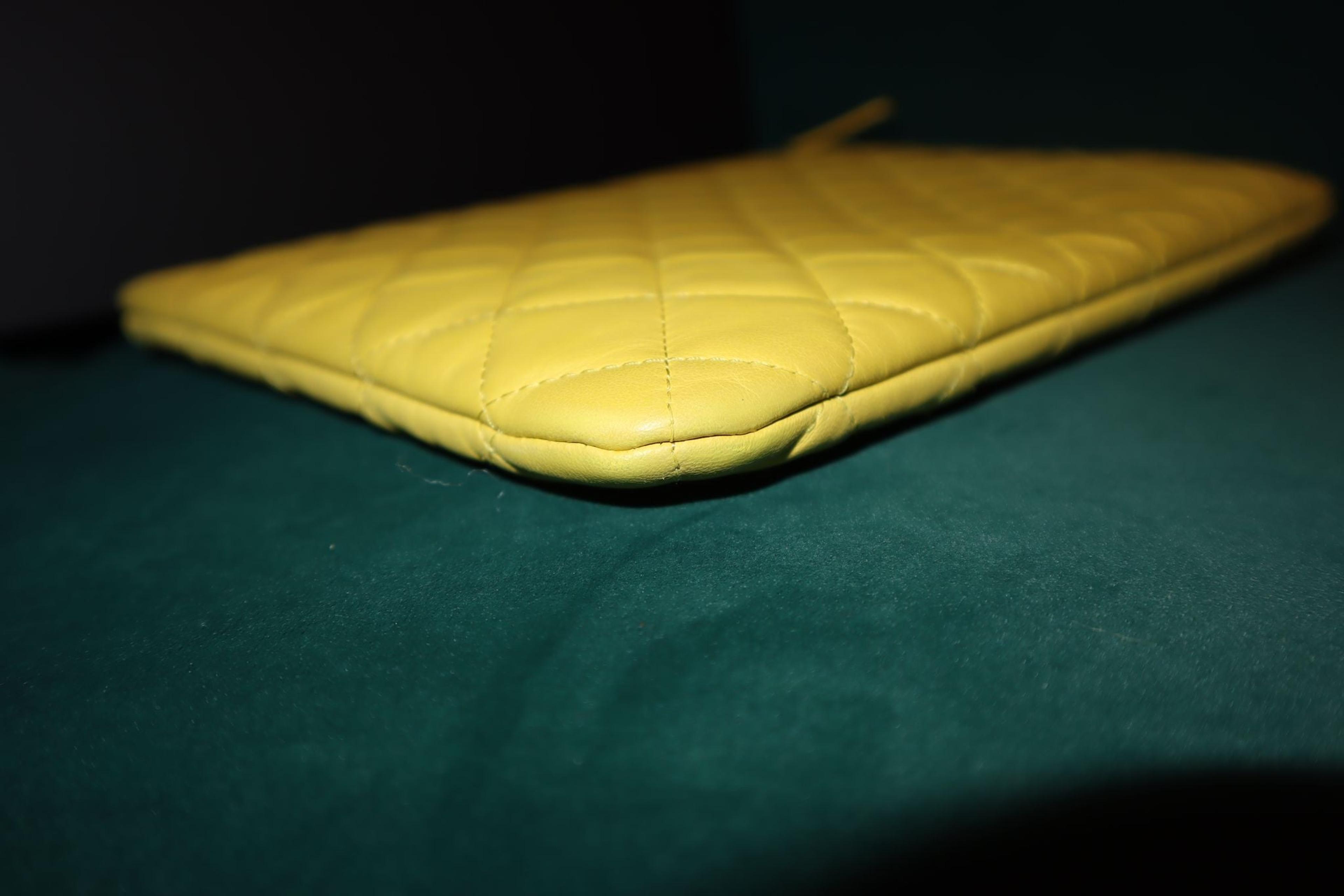 Alternate View 7 of Chanel Yellow Quilted Caviar Leather O-case Classic Zip Pouch