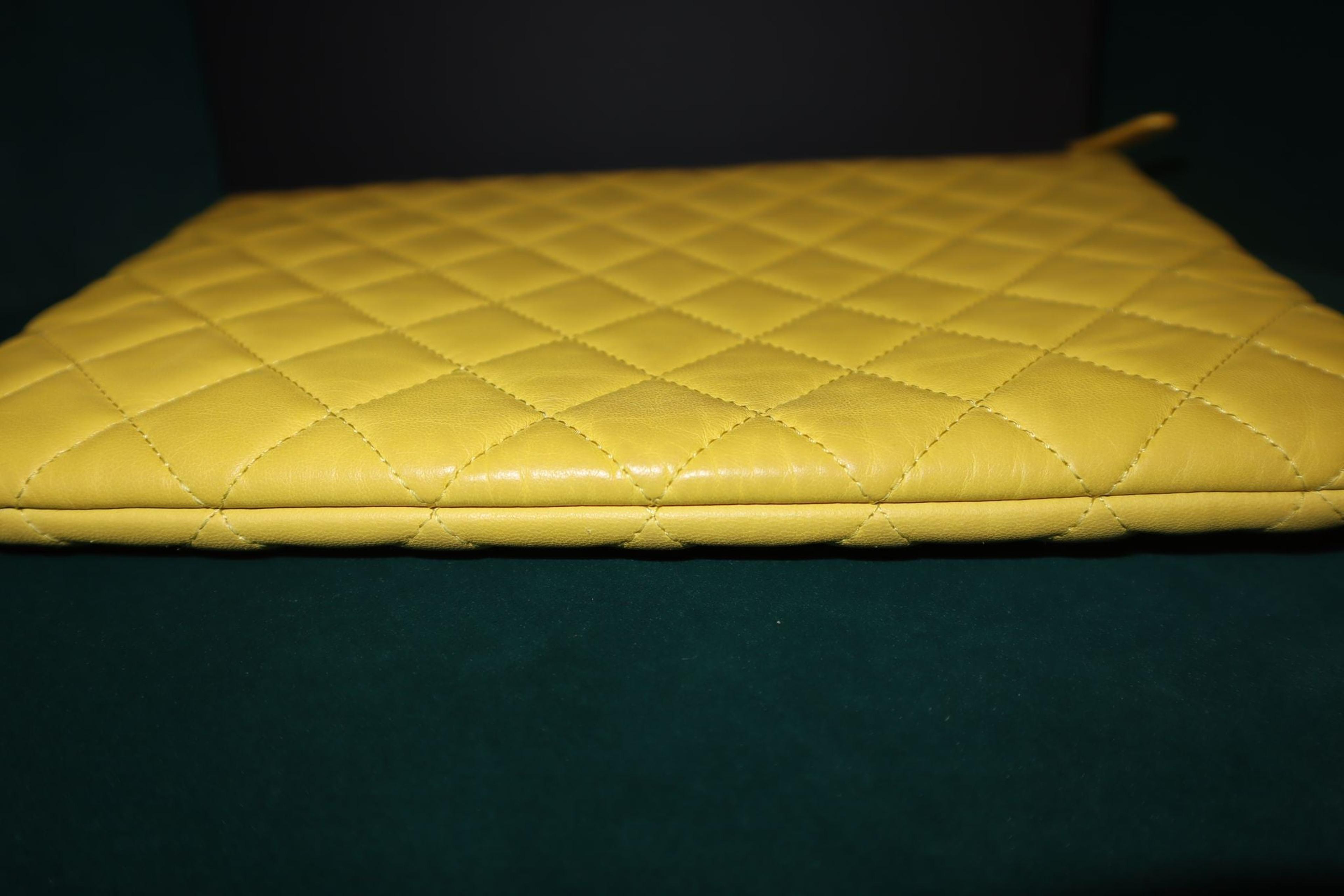 Alternate View 8 of Chanel Yellow Quilted Caviar Leather O-case Classic Zip Pouch