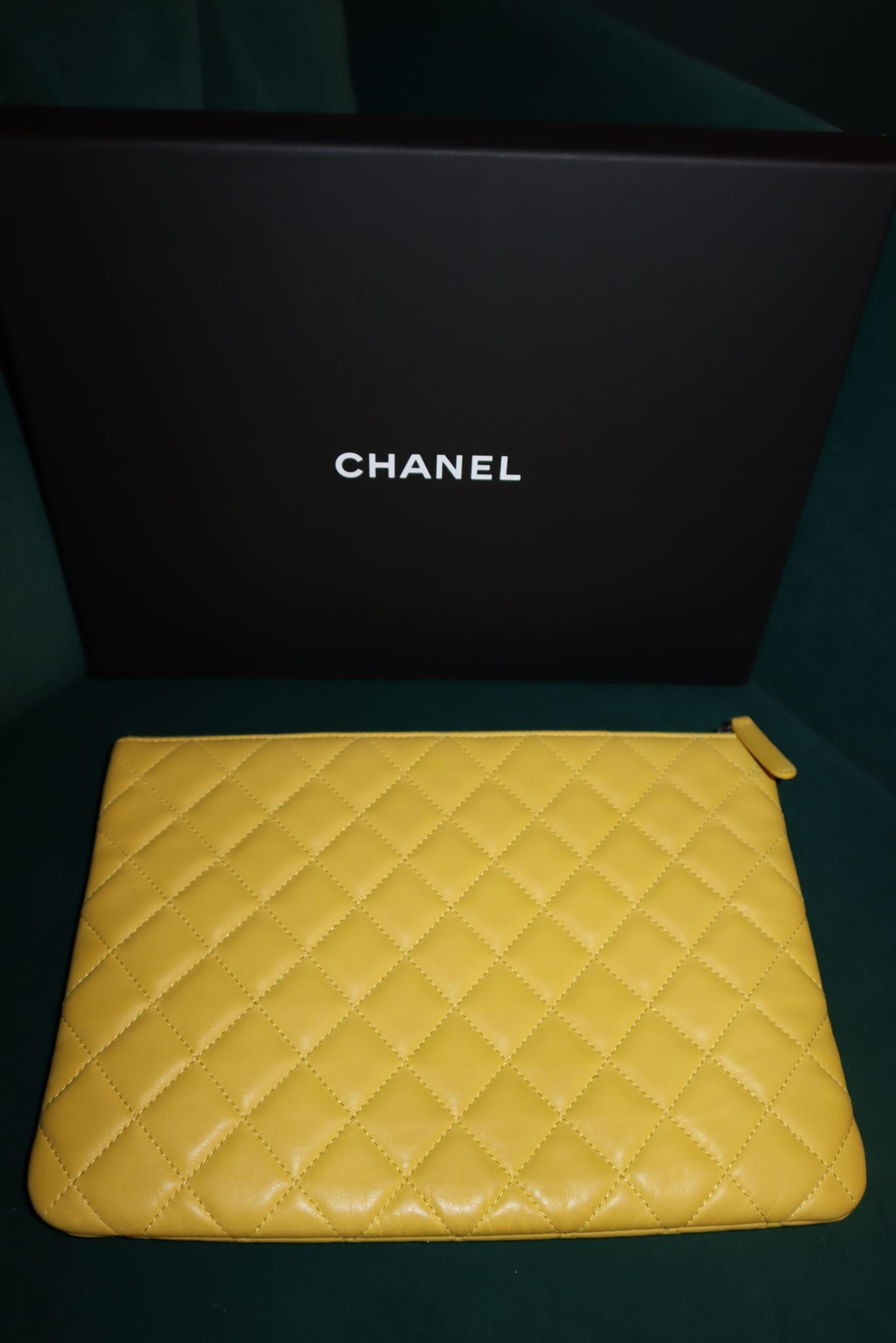 Alternate View 11 of Chanel Yellow Quilted Caviar Leather O-case Classic Zip Pouch