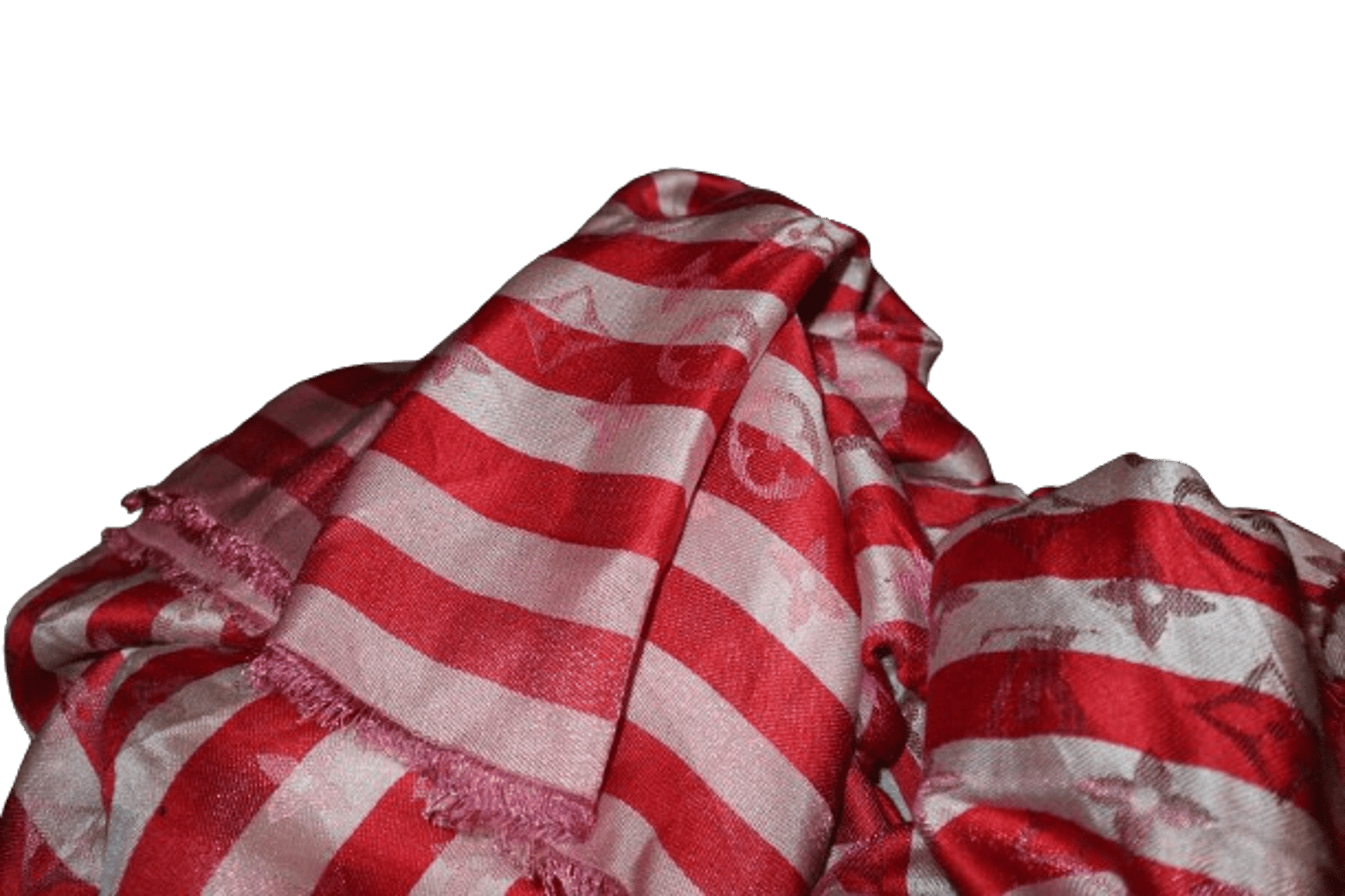 Alternate View 3 of Louis Vuitton Red White Stripe Silk Blend Scarf