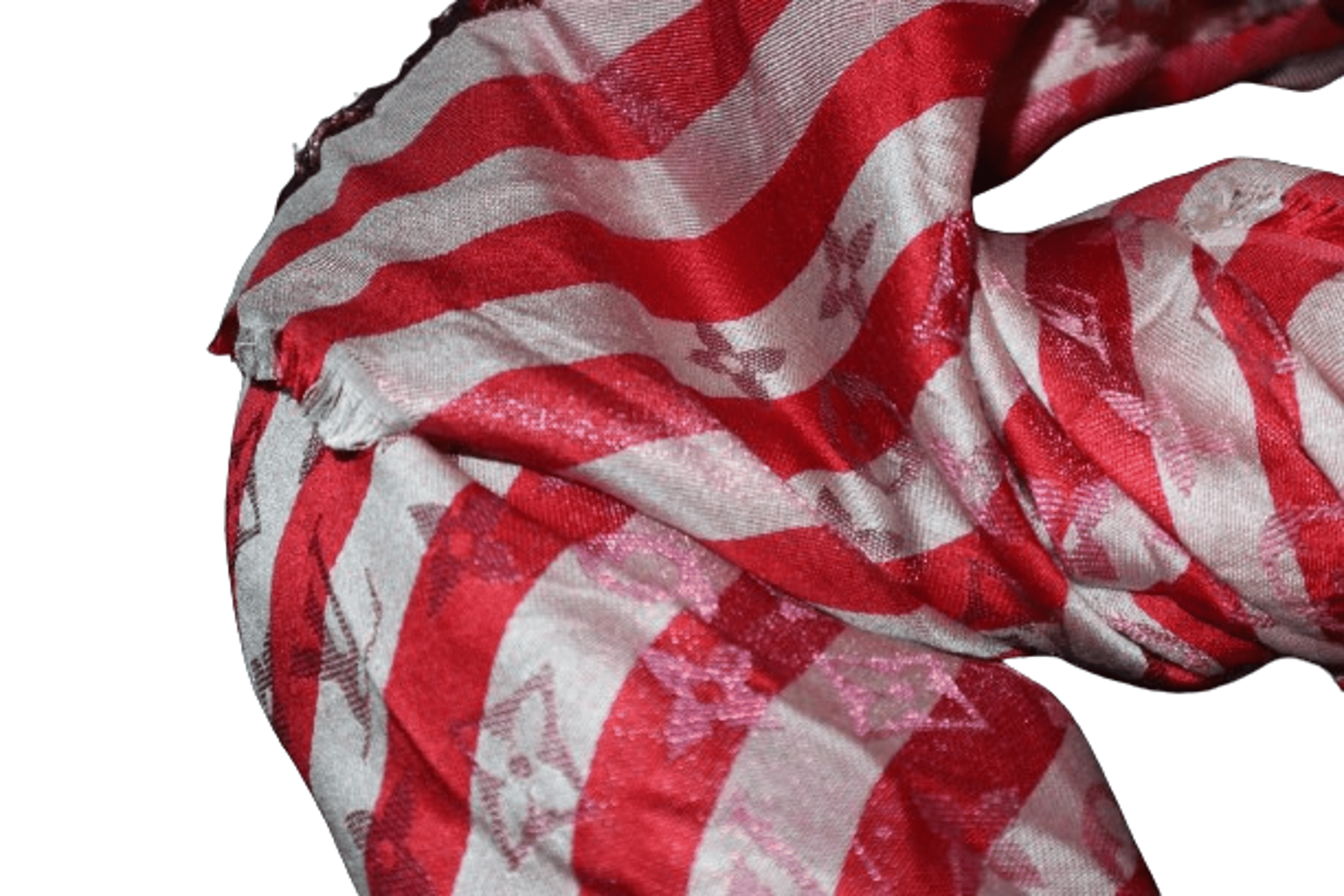 Alternate View 2 of Louis Vuitton Red White Stripe Silk Blend Scarf