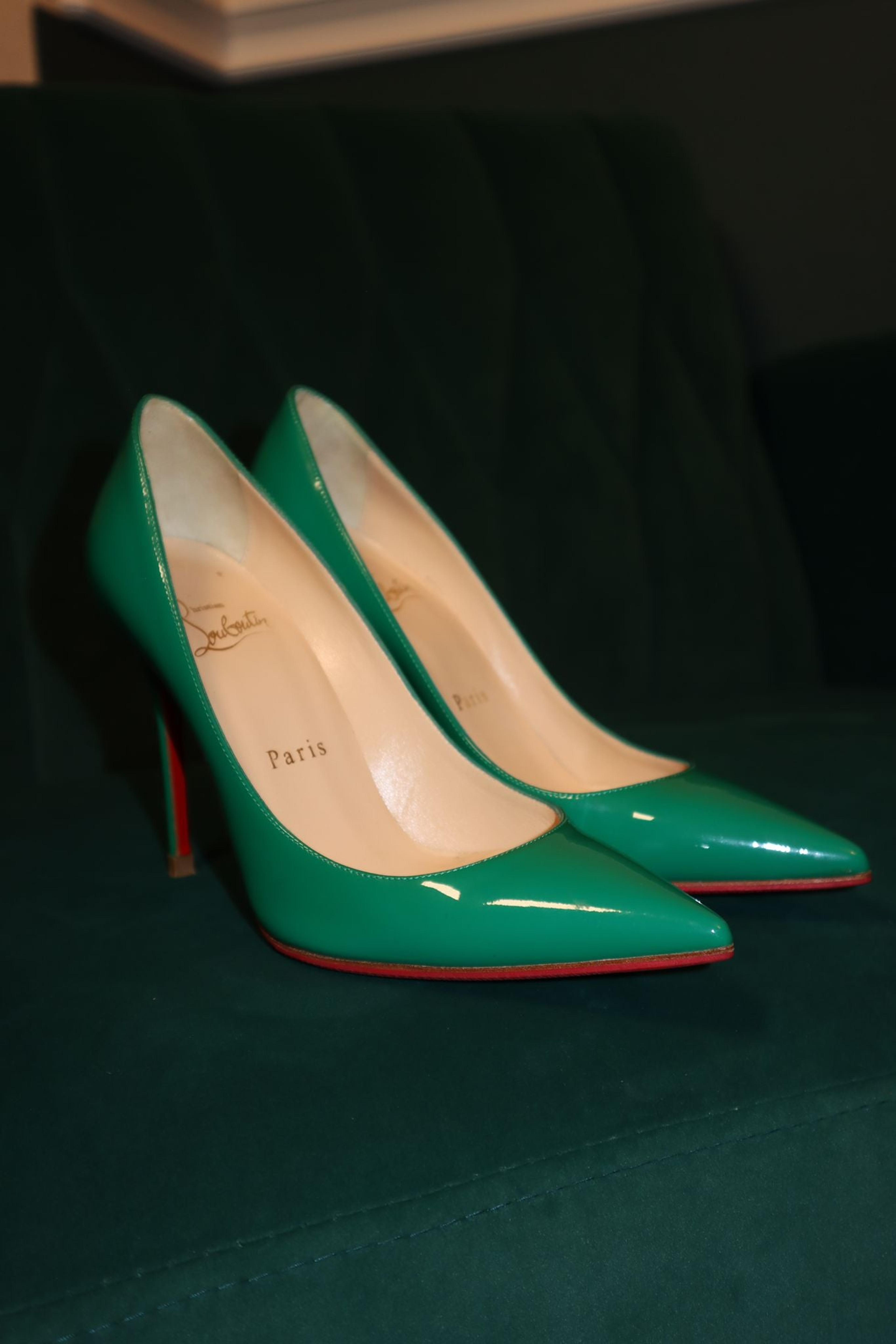 Alternate View 4 of Christian Louboutin Green Patent Leather Kate Pumps 35.5