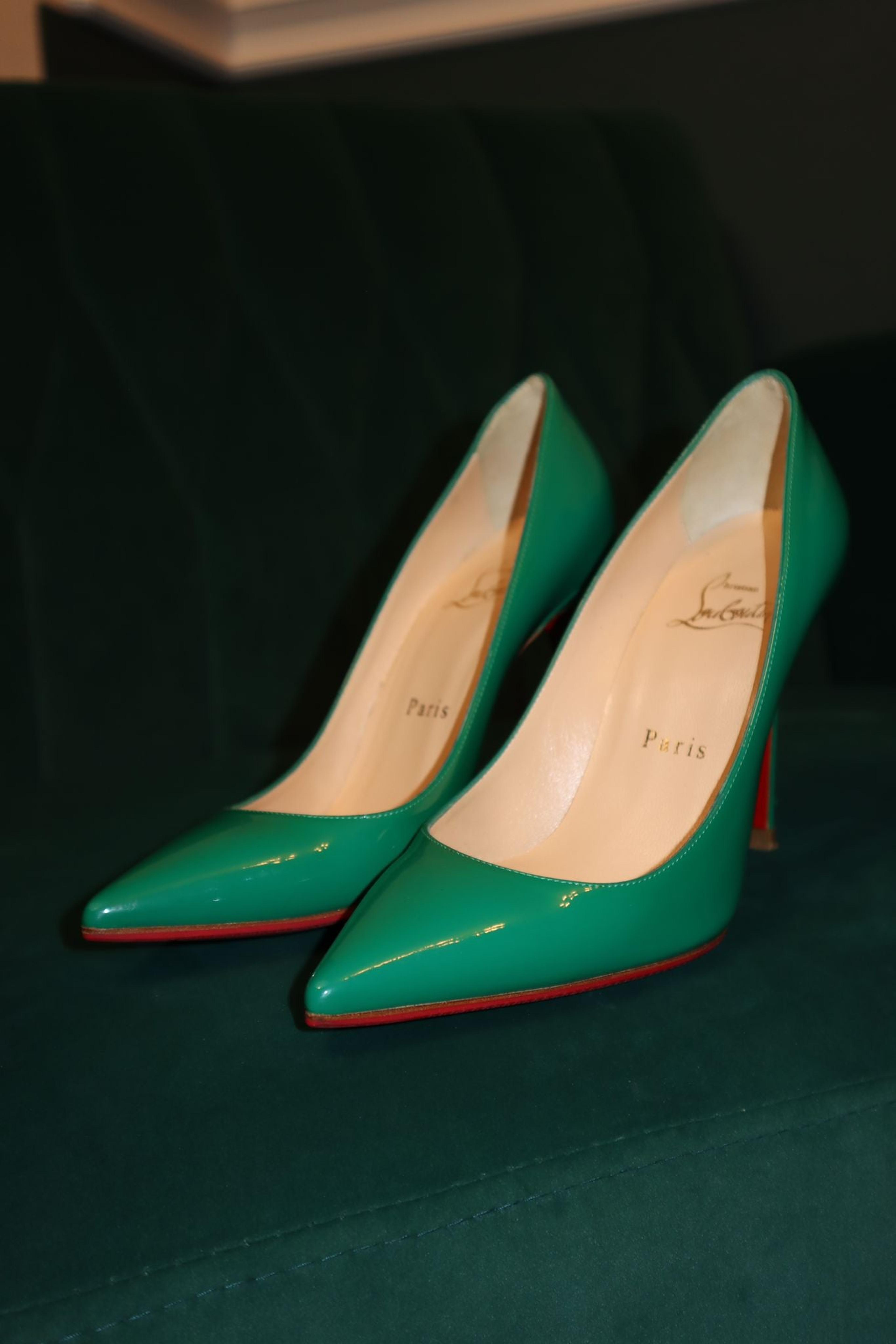 Alternate View 6 of Christian Louboutin Green Patent Leather Kate Pumps 35.5