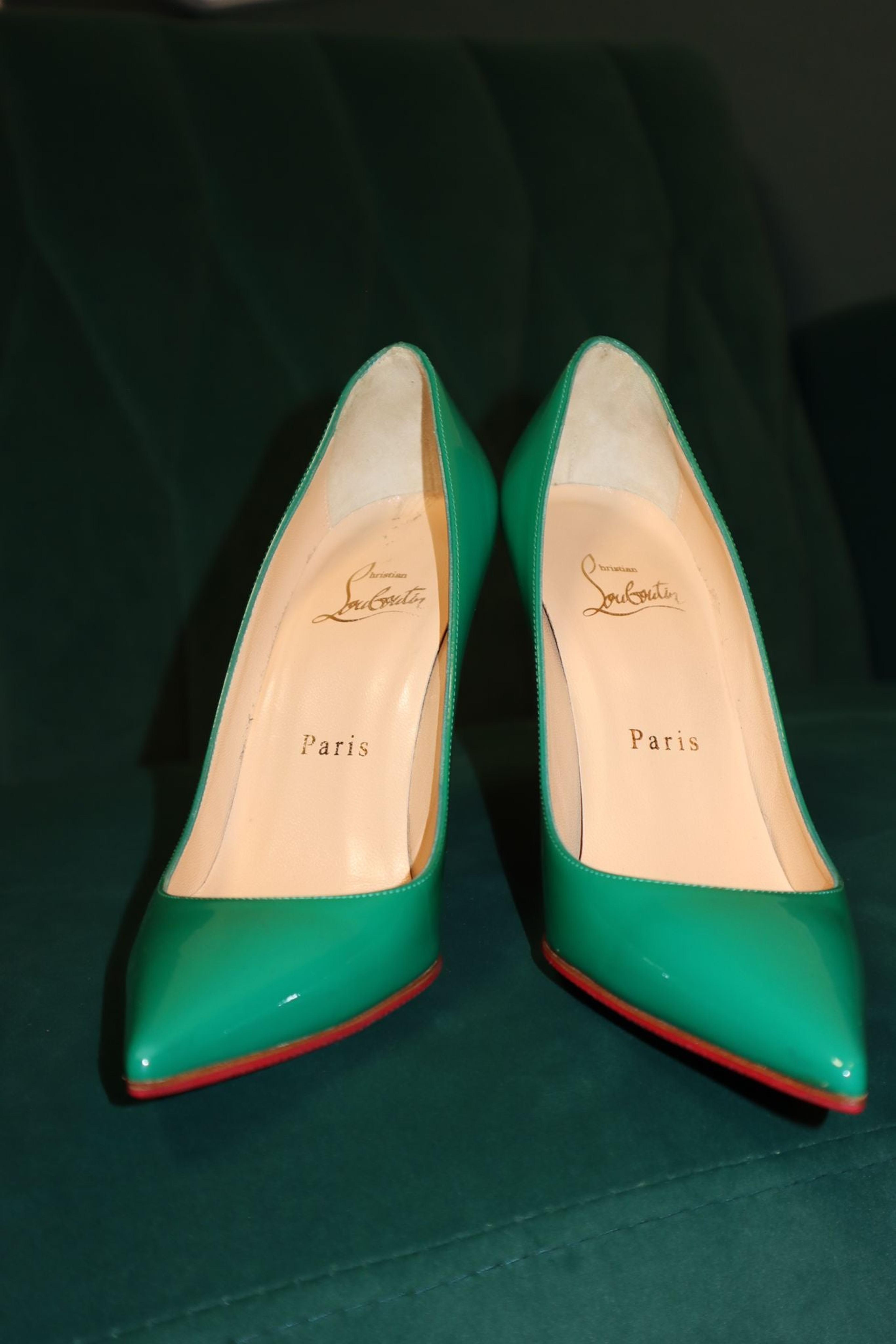 Alternate View 7 of Christian Louboutin Green Patent Leather Kate Pumps 35.5