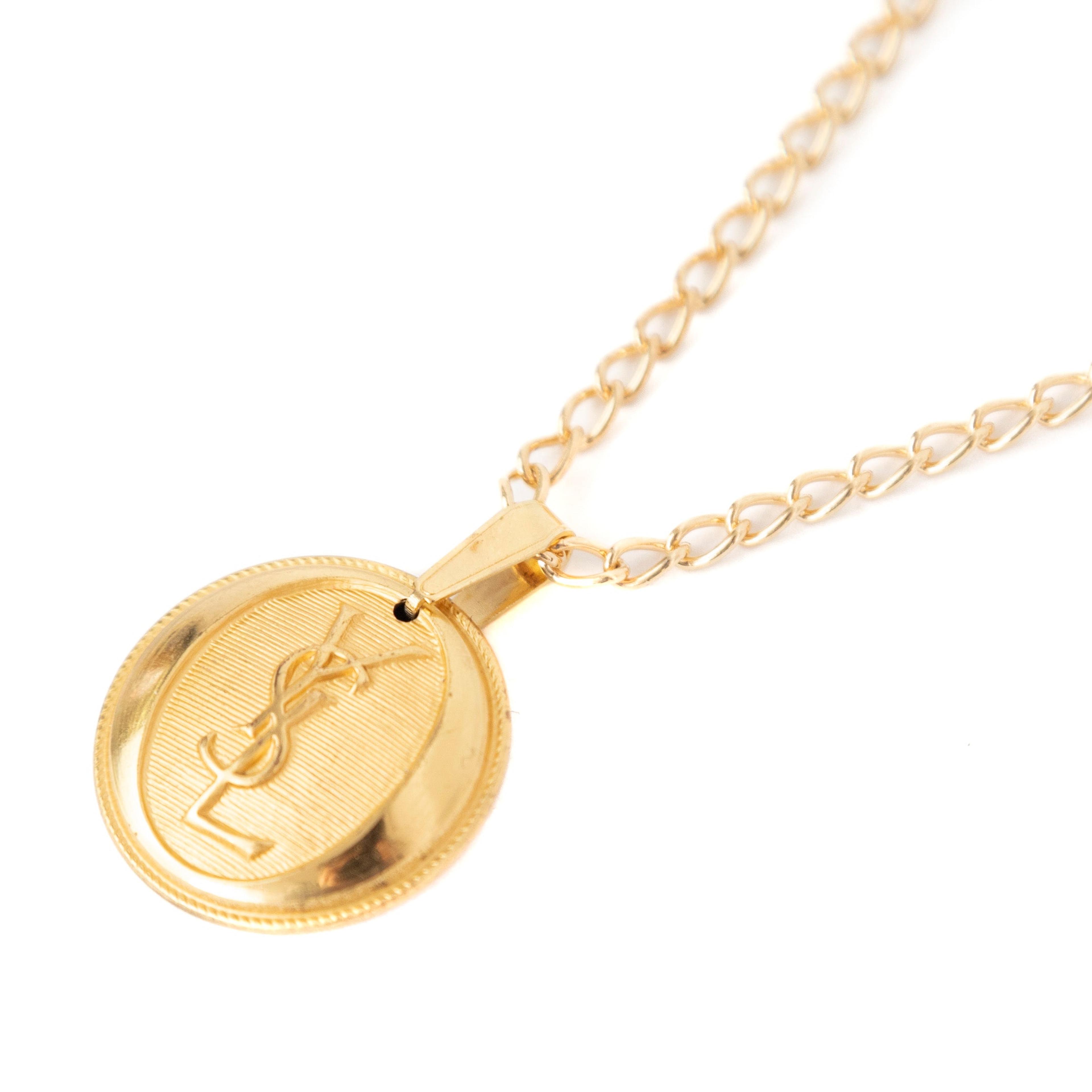 Alternate View 1 of VT Rework: YSL Vintage Button Gold Curb Chain Necklace
