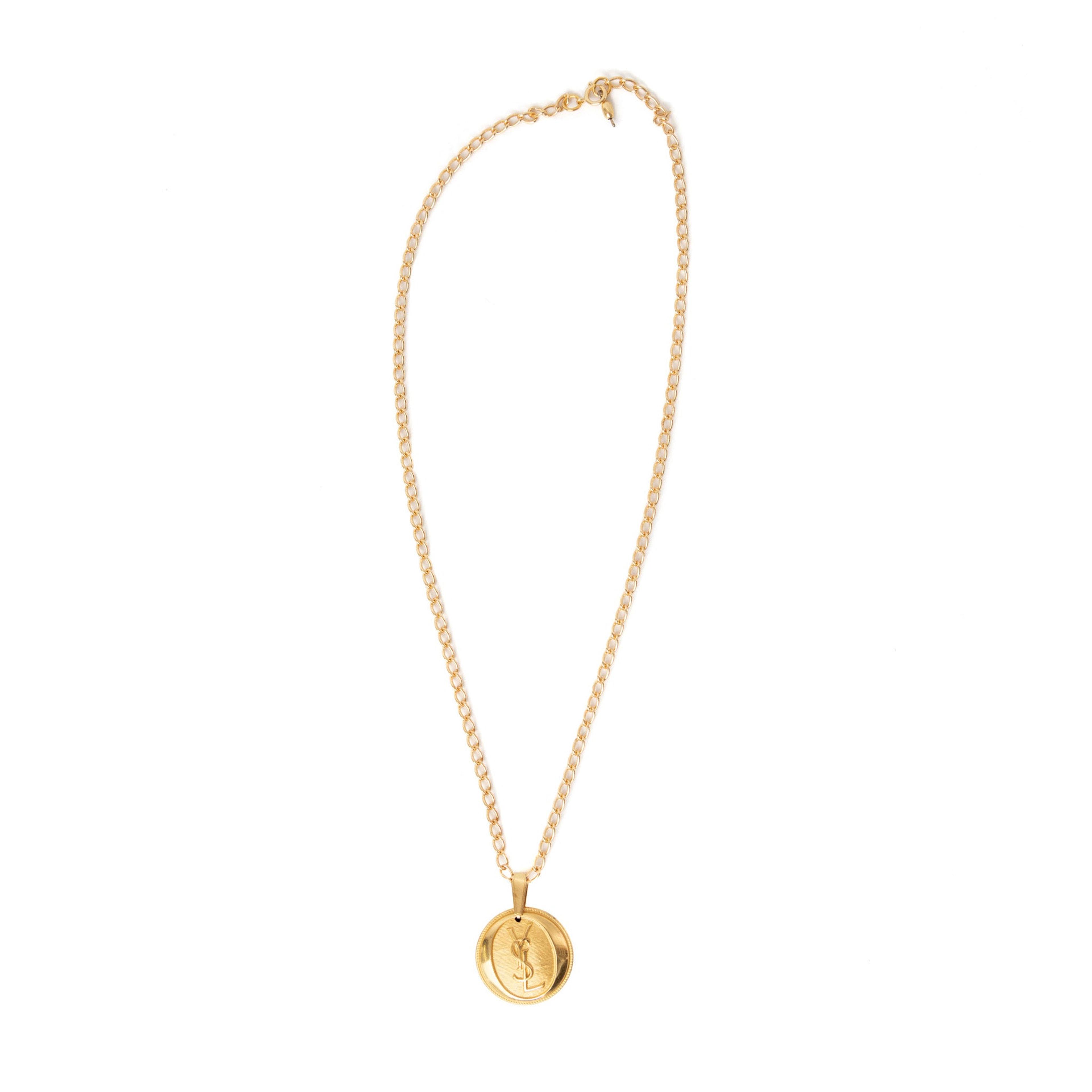Alternate View 2 of VT Rework: YSL Vintage Button Gold Curb Chain Necklace